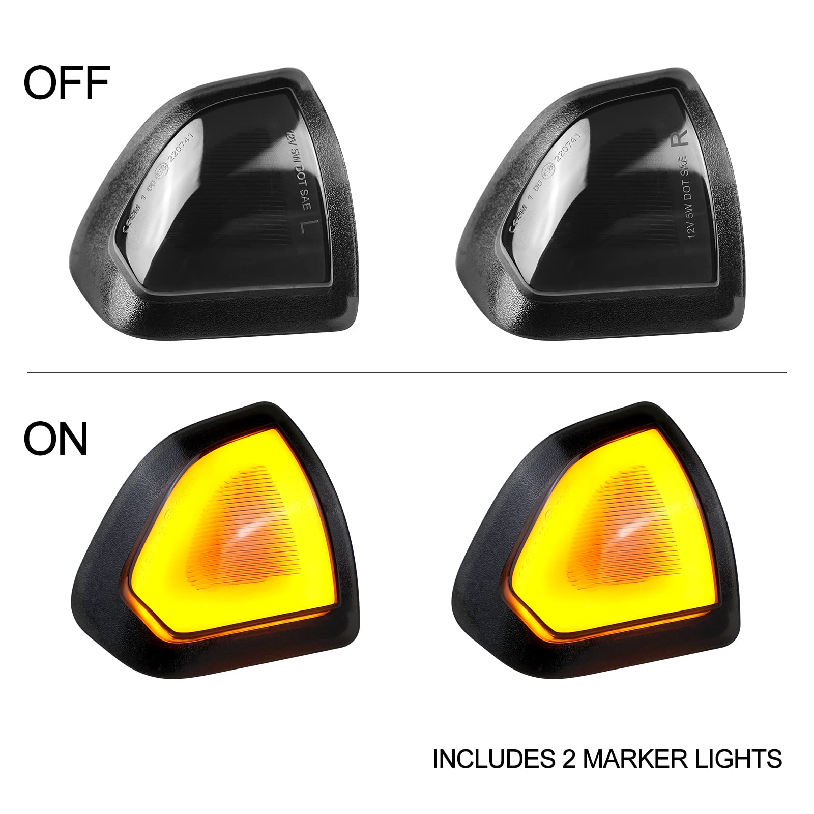Smoke LED Turn Signal Light Side Mirror Lamps - Left & Right Compatible with 2010-2018 Dodge Ram 1500/2500/3500/4500/5500 (Replaces 68302828AA 68302829AA) - Upgrade Your Truck's Style & Safety for Night Driving & Off-Road Adventures
