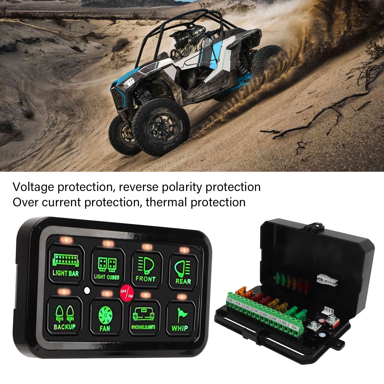 8 Gang LED Touch Control Panel - Dimmable & Automatic for Truck ATV SUV Caravan UTV Marine Boat - Waterproof Switch Panel for Off-Road Vehicles & Boating Adventures