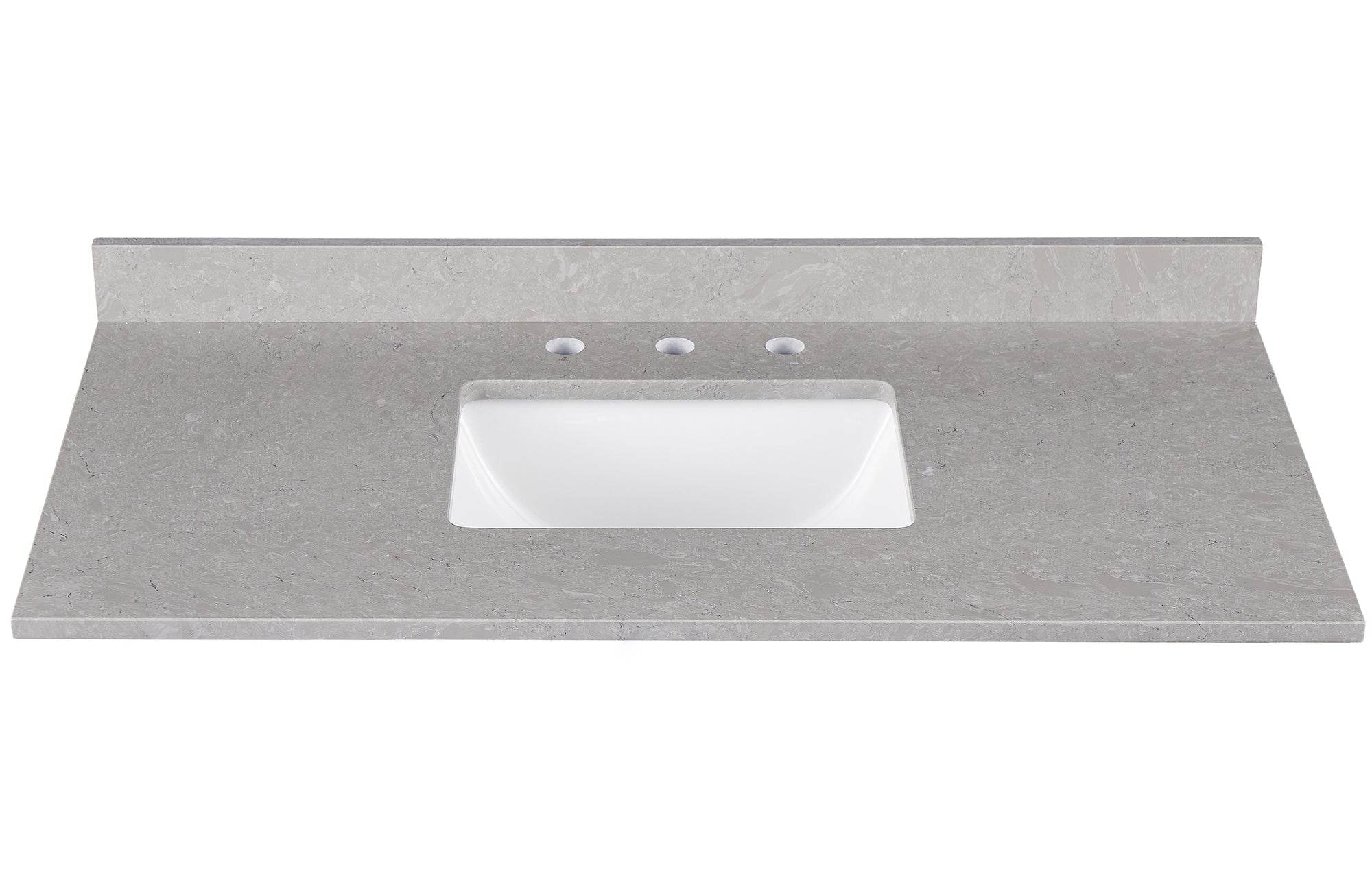 Amalfi 49W x 22D White Engineered Marble Bathroom Vanity Top with Rectangular Undermount Sink - Perfect for Modern Master Bath & Powder Room Renovations