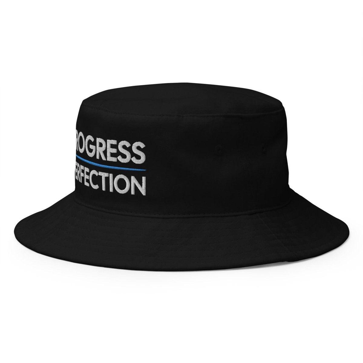 Progress Over Perfection Embroidered Bucket Hat - Stylish Unisex Sun Hat for Outdoor Activities, Beach, Hiking & Casual Wear