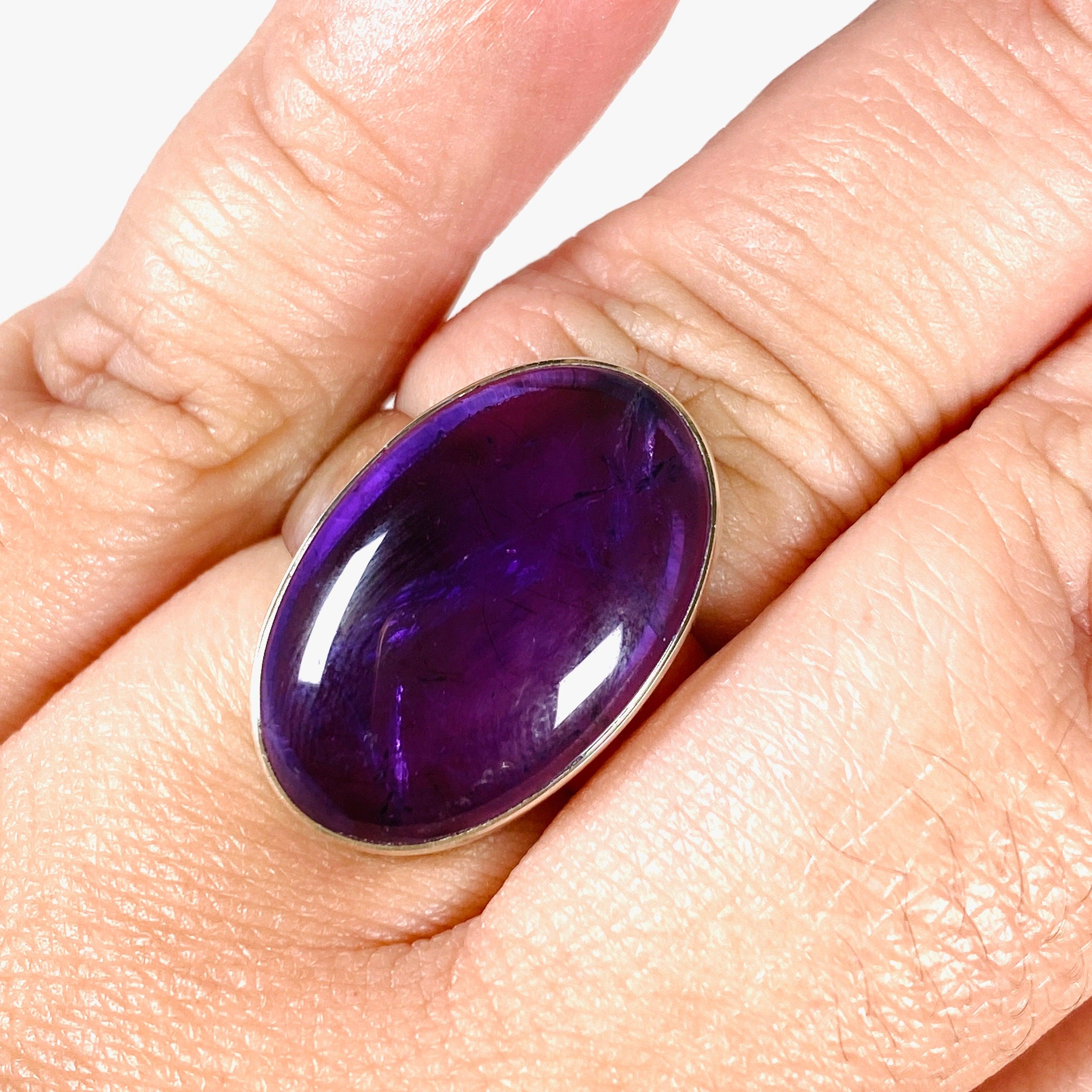 Amethyst Oval Ring for Women - Size 11 - KRGJ2968 - Elegant Purple Gemstone Jewelry for Everyday Wear & Special Occasions