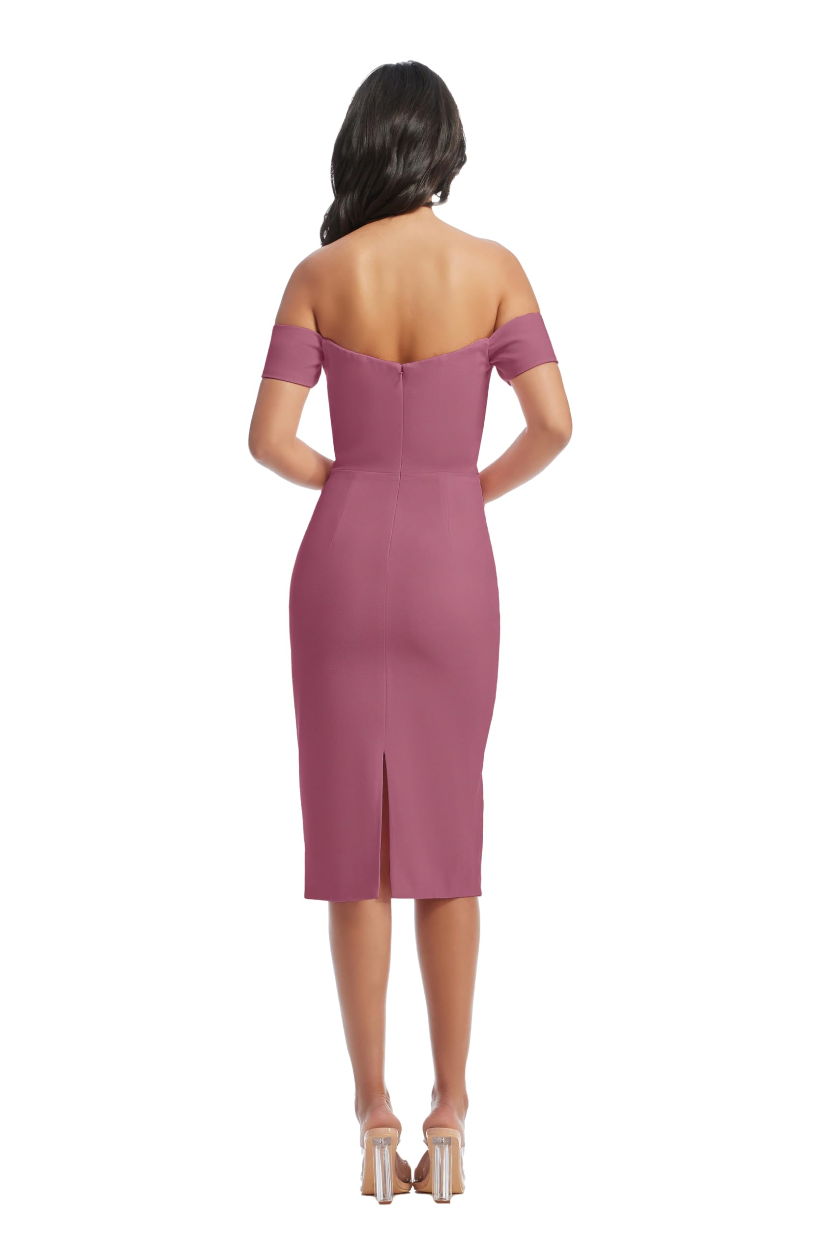 Dress the Population Women's Bailey Off The Shoulder Sweetheart Bodycon Midi Sheath Dress - Perfect for Cocktail Parties, Date Nights & Special Occasions