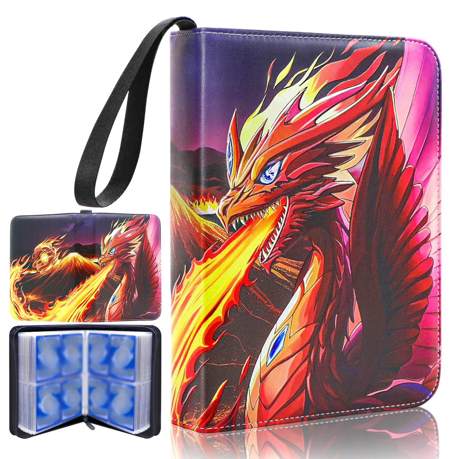 BRHE 4-Pocket Trading Card Binder - 504 Pockets with 63 Removable Sleeves, 3-Ring Collector Album for Pokemon/Yu-Gi-Oh/MTG Cards - Perfect Gift for Boys & Girls (Red) - Organize & Protect Your Valuable Game Card Collection