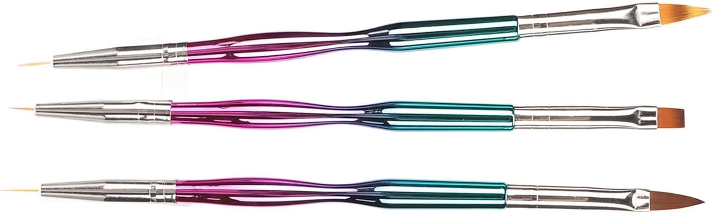 NAILWIND 3pcs Double Ended Nail Art Brush Set - Professional Gel Nail Liner & Painting Brushes for Nail Design, DIY Manicure & Salon Use - Perfect for Acrylic, Gel Polish & Nail Art Accessories