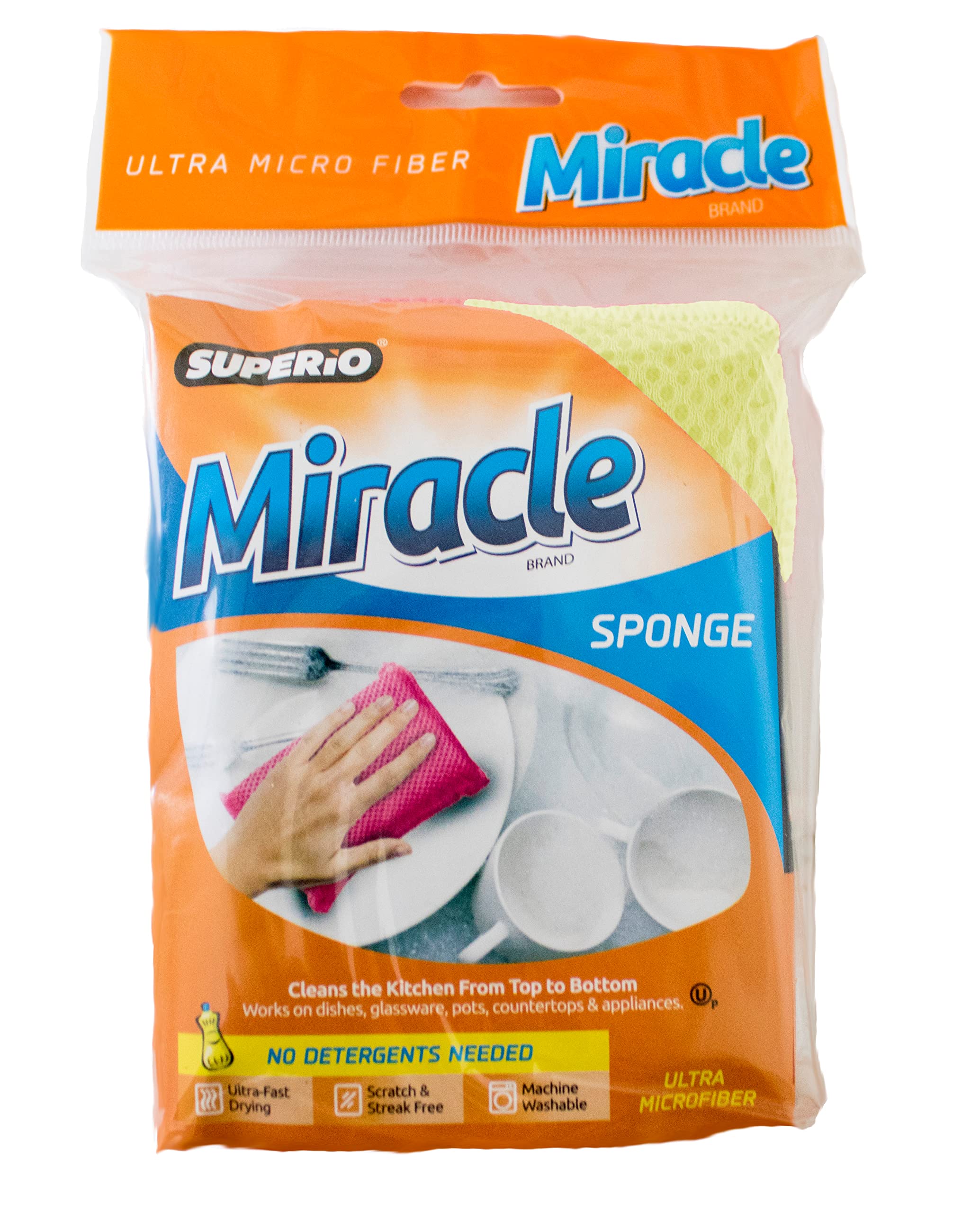 Premium Microfiber Kitchen Sponges - Non-Scratch Heavy Duty Dish Scrubber for Pots, Pans & Dishes - 6 Pack Multi-Purpose Cleaning Sponges for Household, Restaurant & Office Use