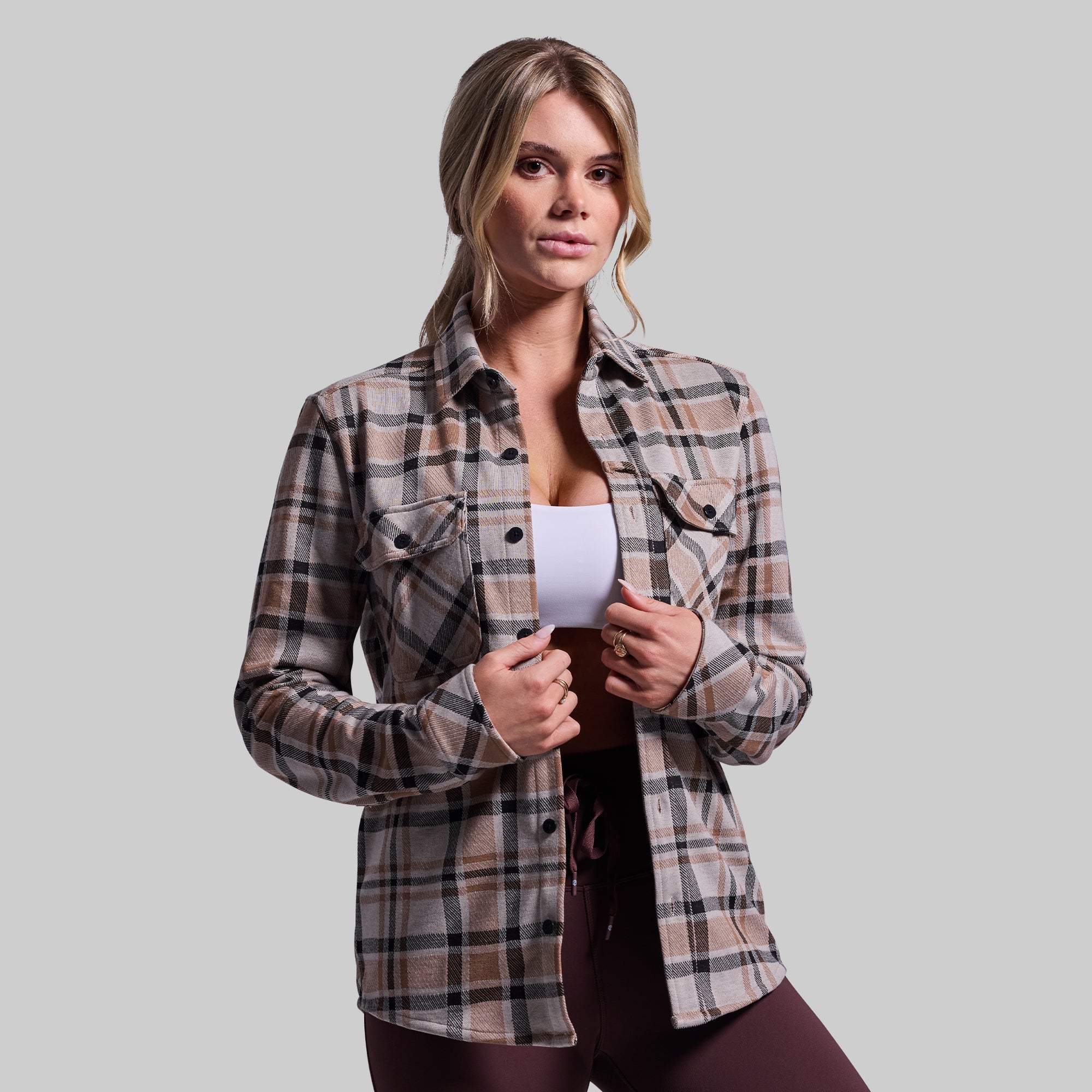 Premium Stretchy Flannel Shirt for Men - Comfortable & Durable Brushwood Plaid - Perfect for Outdoor Adventures, Camping, and Casual Wear