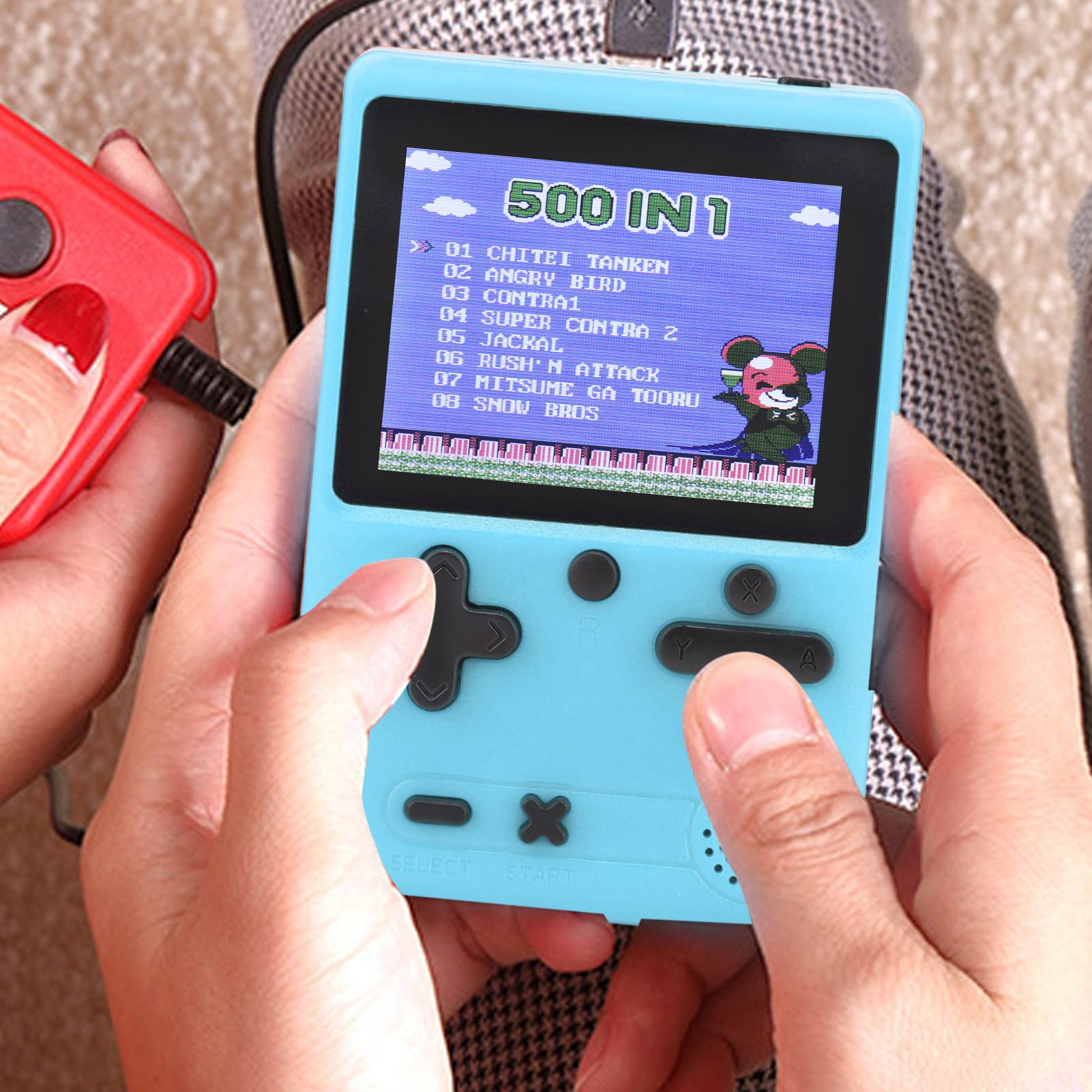 POENVFPO Retro Portable Game Console with 10,000 Preloaded Games - Mini Gaming System for Kids, Adults, and Family Entertainment - Perfect for Travel, Parties, and Nostalgic Gaming (Blue)