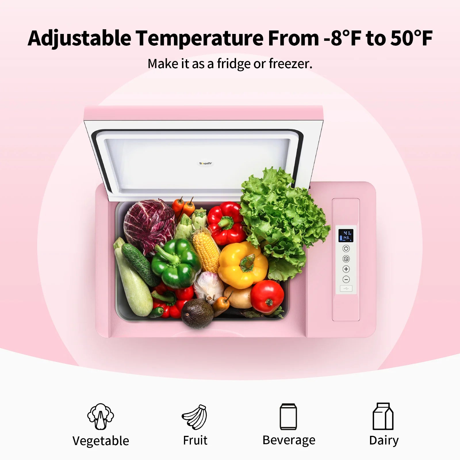 Bouge RV 12V 23 Quart Portable Car Refrigerator - Compact Freezer for Camping, Road Trips & Outdoor Adventures - Keep Food & Drinks Cold On-The-Go