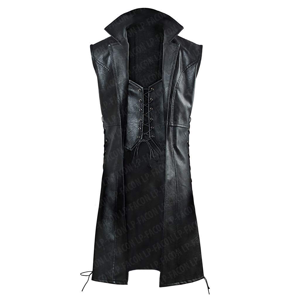 LP-FACON Men's DMC V Mysterious Cosplay Costume Leather Coat Jacket - Stylish Anime Gaming Outfit for Halloween, Cosplay Events & Themed Parties