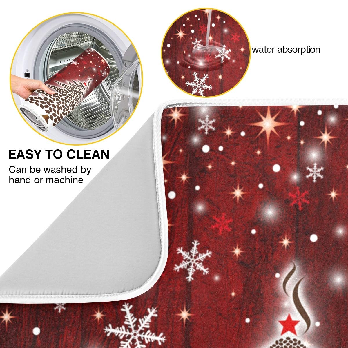 Christmas Tree Dish Drying Mat - Absorbent Microfiber Kitchen Pad (16x18