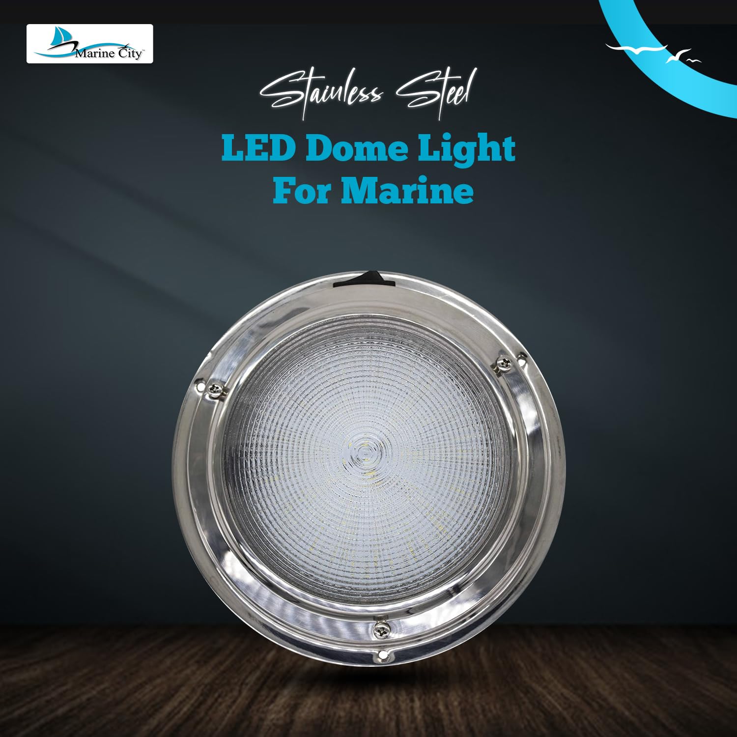 MARINE CITY 304 Stainless Steel LED Dome Light - 12V 3W Super Bright, 4 Inch Waterproof RV Boat Ceiling Light - Long Lasting Battery Life for Interior Roof Lighting in RVs, Boats, Yachts, Trailers - Perfect for Nighttime Navigation & Cabin Illumination (2 Pack)