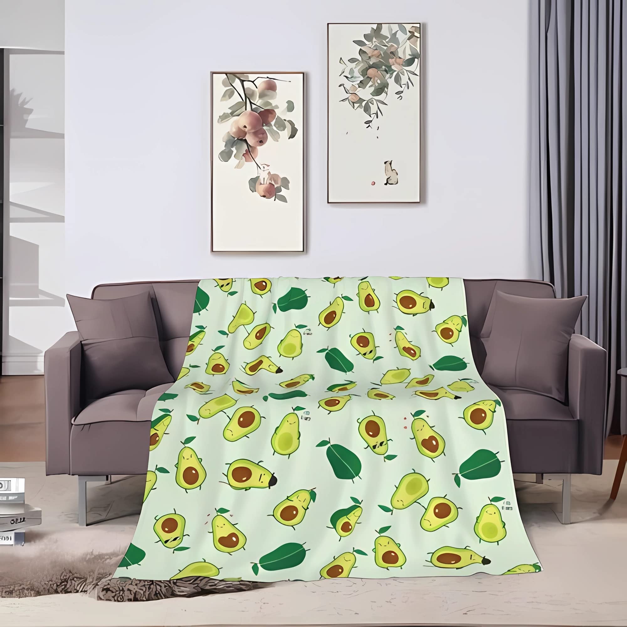 Soft Lightweight Premium Flannel Avocado Throw Blanket - Cozy & Warm 50