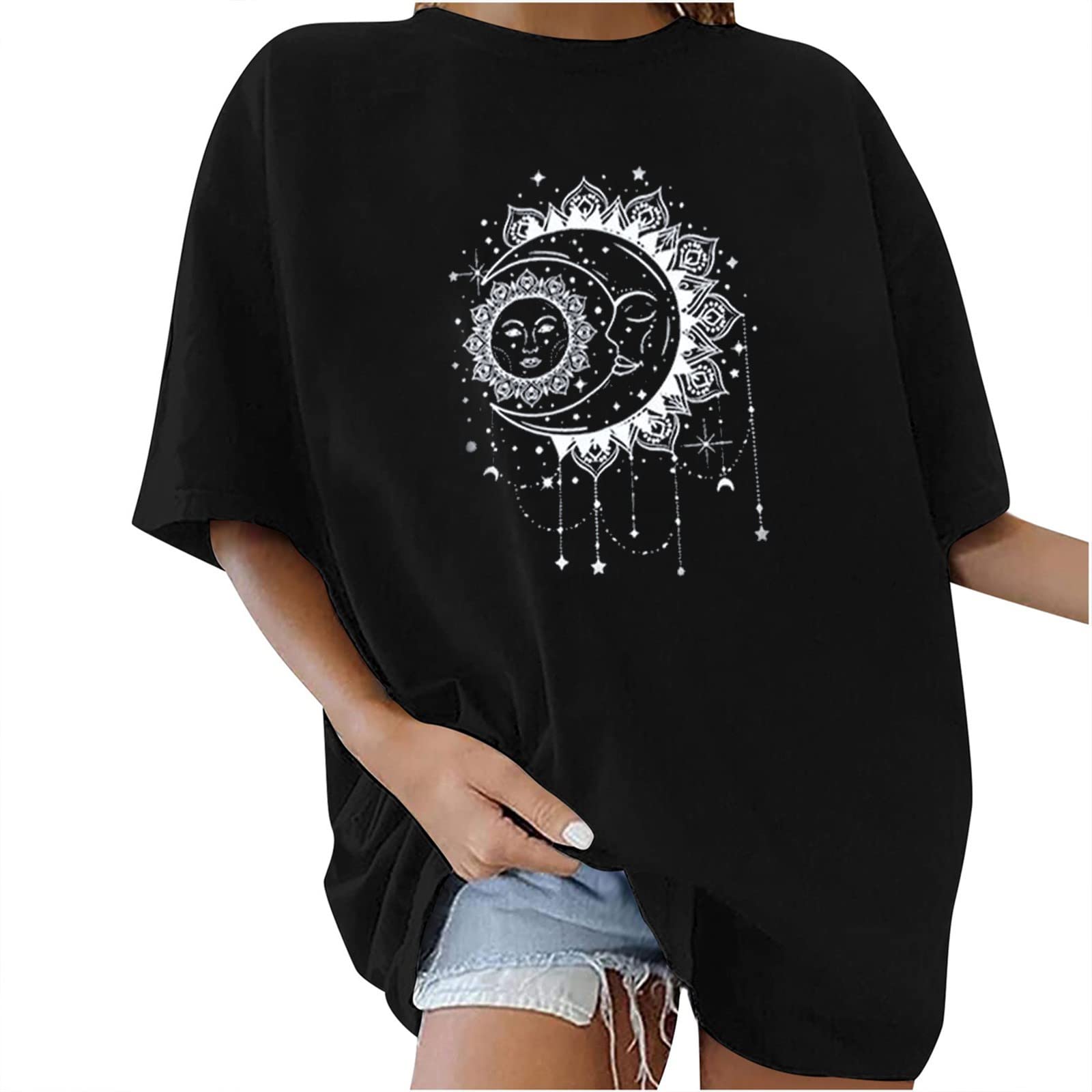 Women's Loose Casual Waffle Tee Blouse - Crewneck Babydoll Tunic Top for Everyday Wear | Black Fashion Shirt for Work & Weekend Outfits
