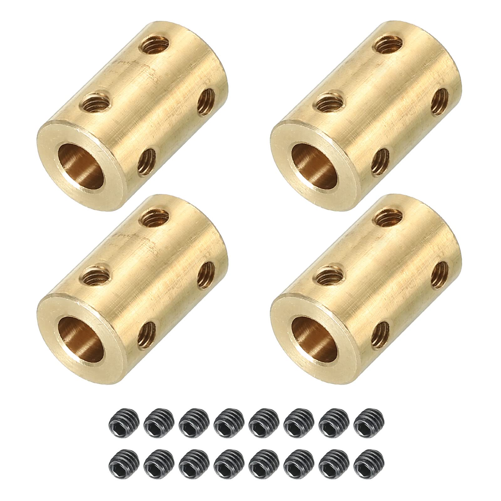 PATIKIL 7mm to 7mm Bore Rigid Shaft Coupler Connector - L22 x D14mm Motor Shaft Joint with Screws for 3D Printers, CNC Machines, Robotics (4-Pack) - Perfect for Precise Motion Control & DIY Projects