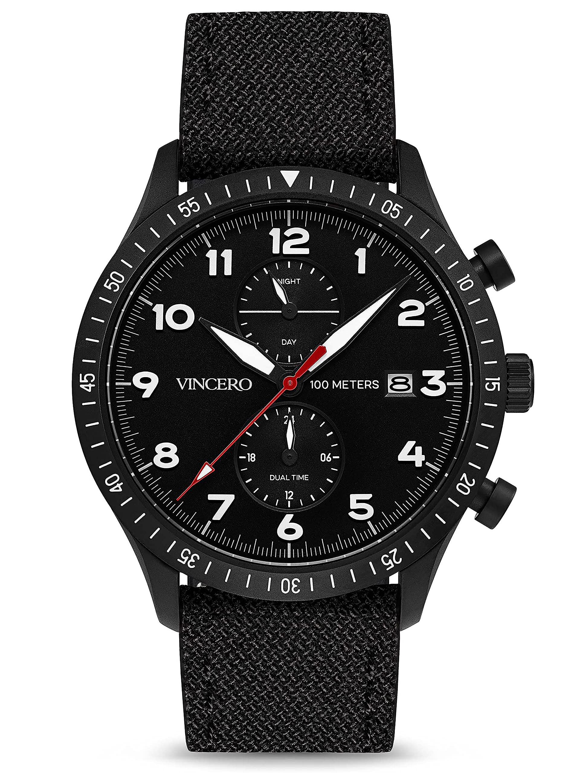 Vincero Altitude Men's Luxury Watch - 44mm Analog Stainless Steel Case with Italian Leather Band - Japanese Quartz Movement - Perfect for Business, Casual & Formal Wear