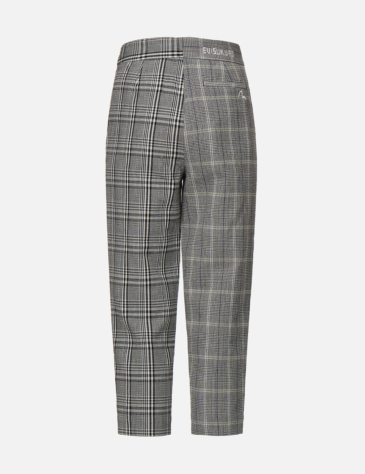 Stylish Leather Badge Mixed Plaid Pants for Men - Trendy Casual Trousers with Leather Accents - Perfect for Office, Business Casual & Smart Outfits