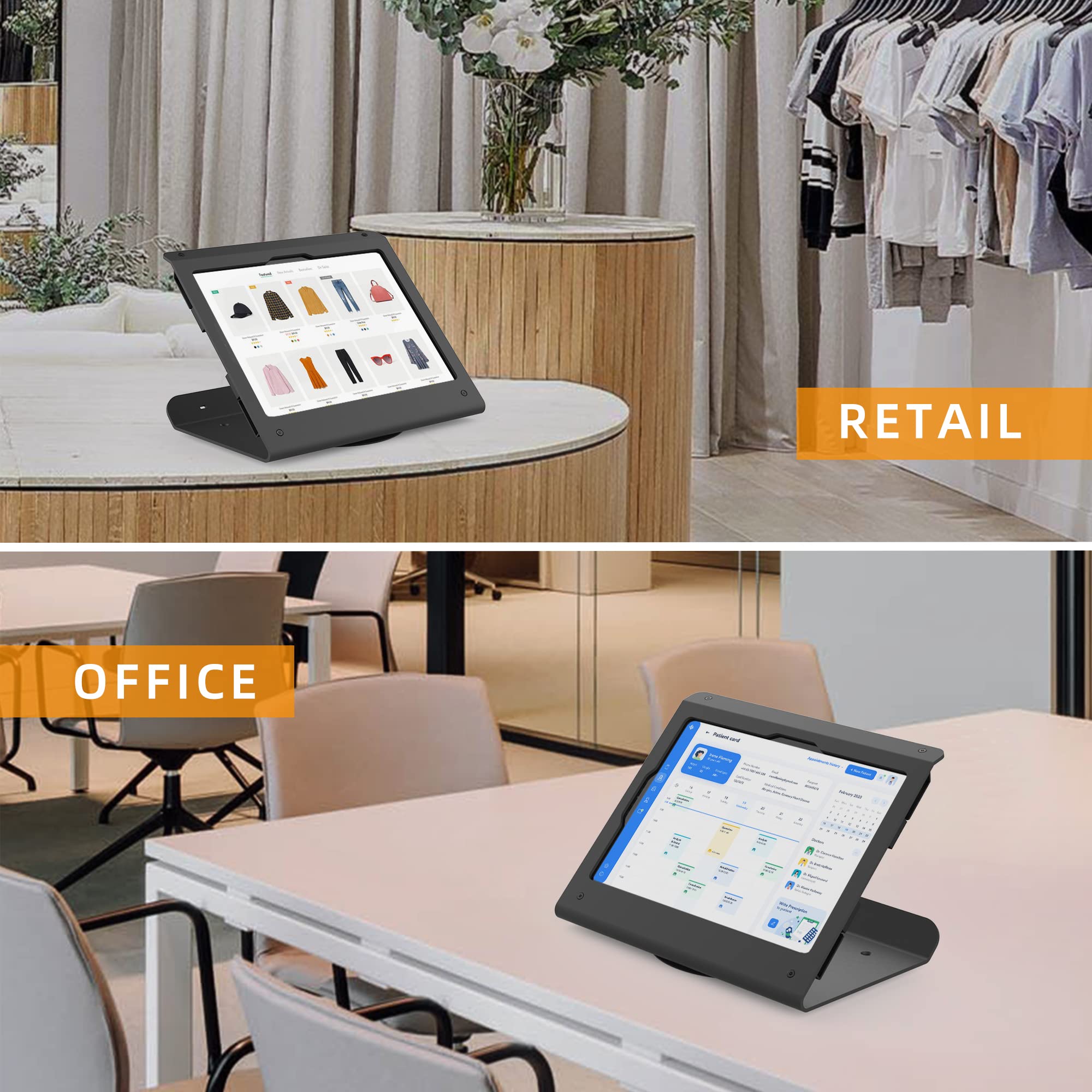 Heavy Duty 360° Swivel Tablet POS Stand - Anti-Theft Steel Kiosk Stand for iPad 10.9
