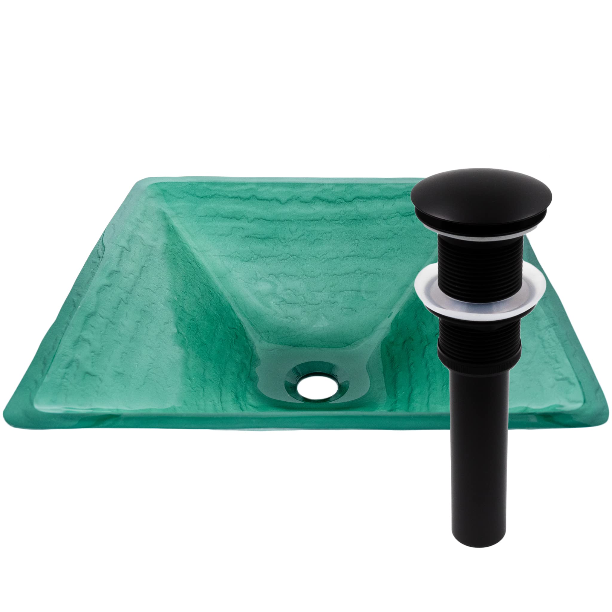 Novatto Matte Black Glass Vessel Bathroom Sink Set - Modern Above Counter Basin for Bathroom Vanity, Powder Room & Spa Decor - Perfect for Home Renovation & Luxury Interior Design