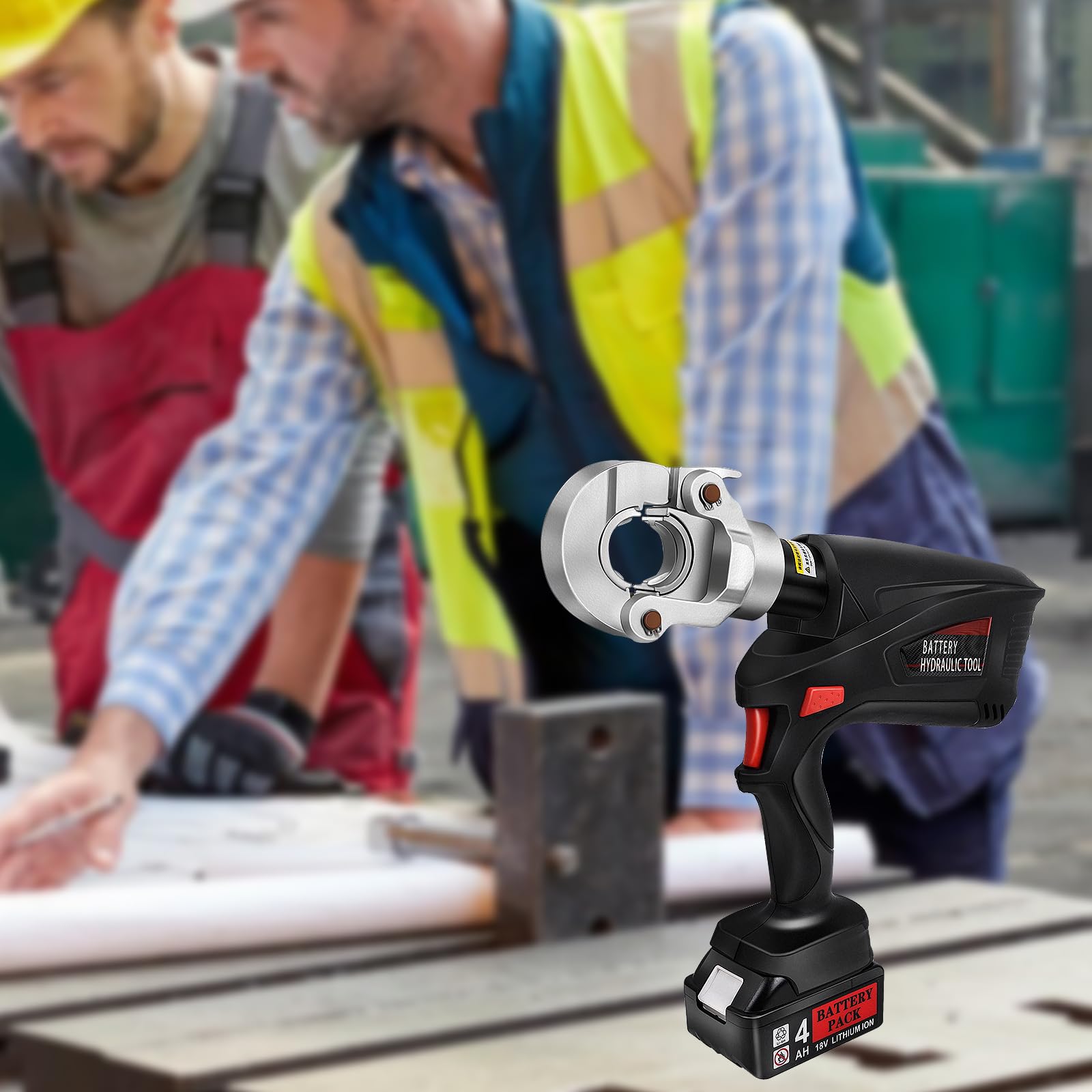 6 Ton Hydraulic Crimping Tool with Rechargeable Batteries - Electrical Terminal Cable Wire Tool Kit with 11 Dies - Professional Hydraulic Electrical Tools for DIY, Construction, and Industrial Applications
