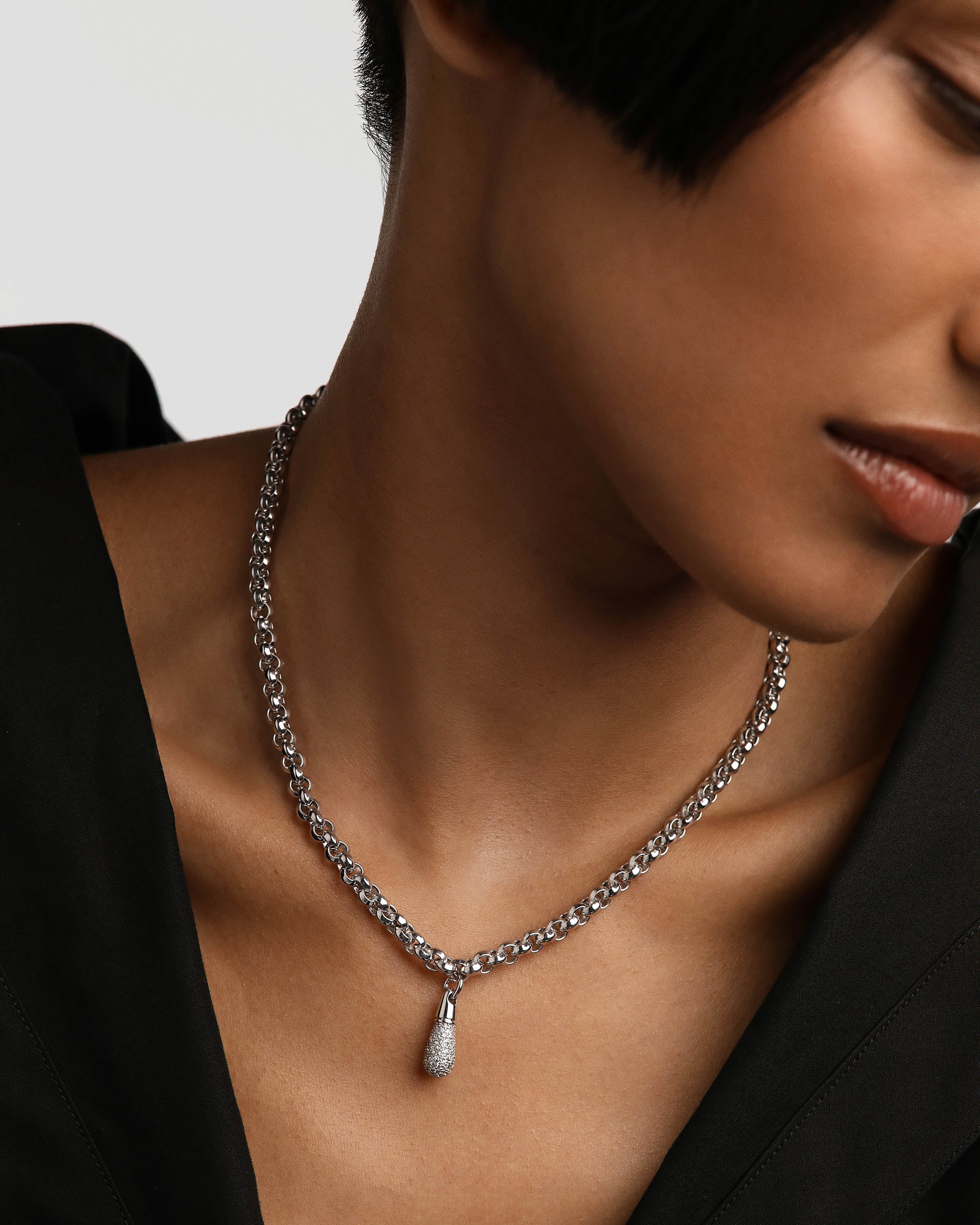 Jazz Silver Chain Necklace for Women - Elegant 925 Sterling Silver Jewelry - Perfect for Parties, Weddings & Everyday Wear