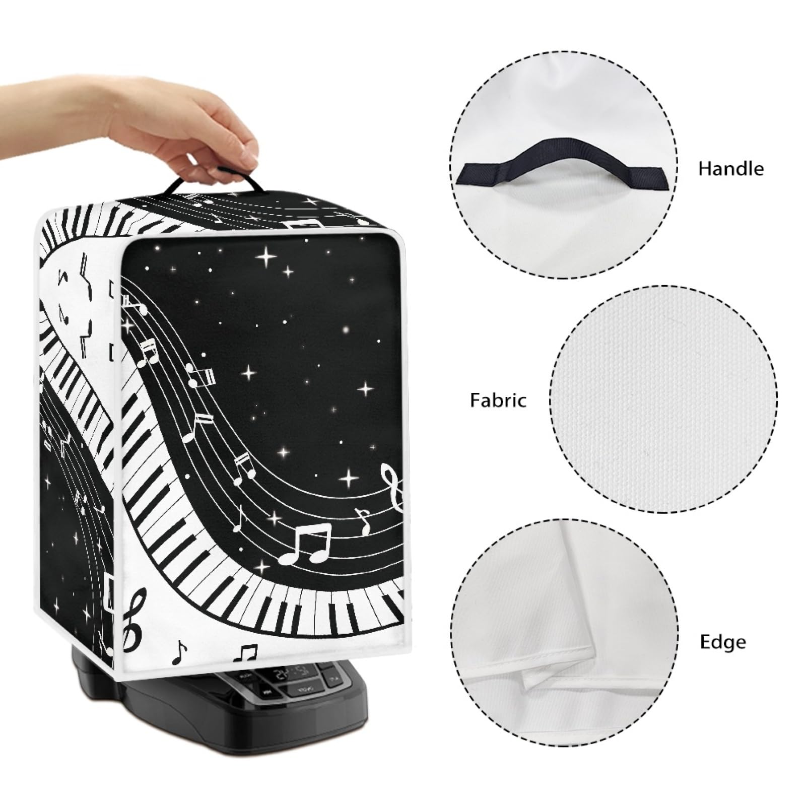 GLENLCWE White Music Note Piano Coffee Machine Cover - Stain & Dust Protection for Coffee Maker, Stand Mixer, Juice Maker - Washable Appliance Dust Cover for Kitchen & Home Use