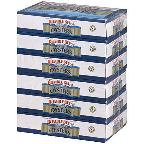 BUMBLE BEE Smoked Oysters 3.75oz (6-Pack) - Keto, High Protein, Gluten Free - Perfect for Snacks & Salads
