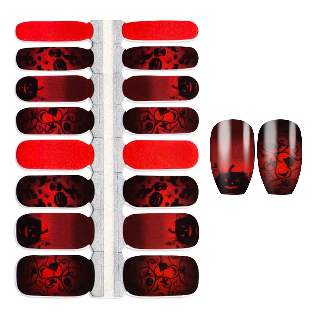 Halloween Nail Polish Strips - 5 Sheets Self-Adhesive Gel Nail Wraps for Women, Dark Night Style Nail Art Stickers with Nail File - Perfect for Halloween Parties, Costume Events & Spooky Nail Designs