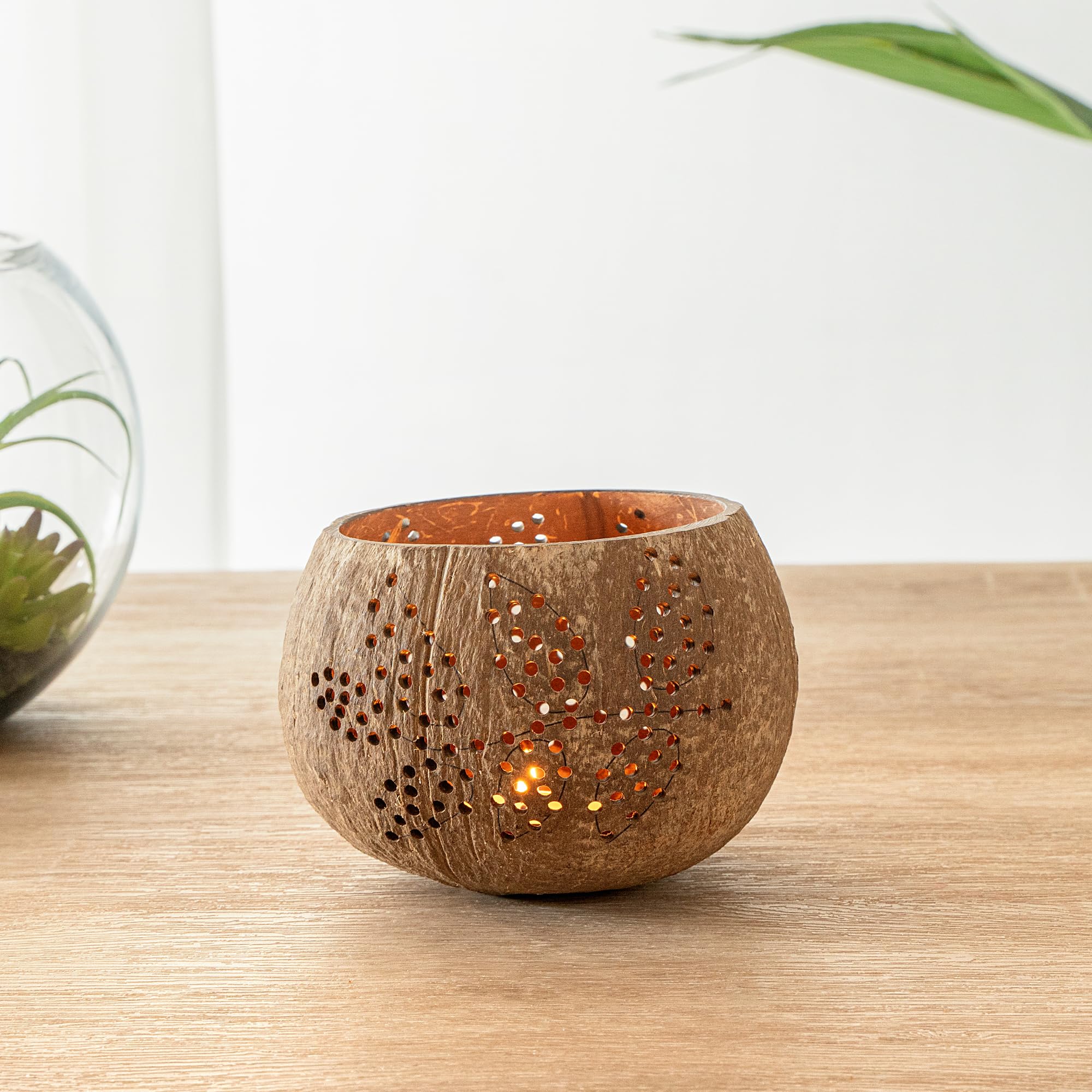 Handcrafted Coconut Shell Candle Holders - 4