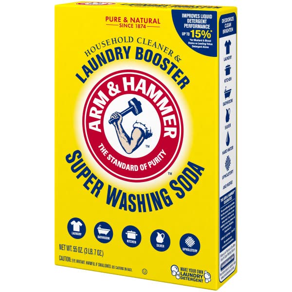 Arm & Hammer Super Washing Soda 55 Ounce (Pack of 2) - Laundry Booster & Household Cleaner | Removes Stains & Odors | Perfect for Laundry, Dishwashing & All-Purpose Cleaning