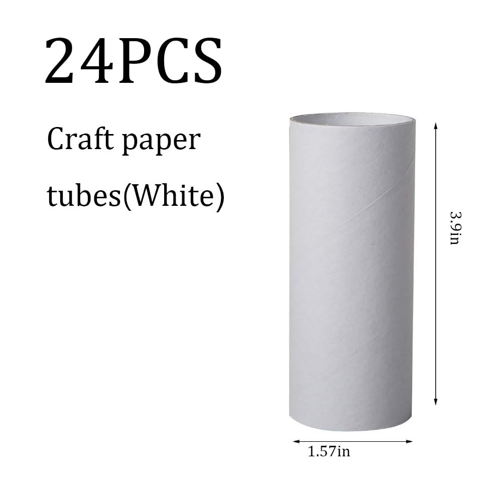 24 Pack White Cardboard Tubes for Crafts - 1.57