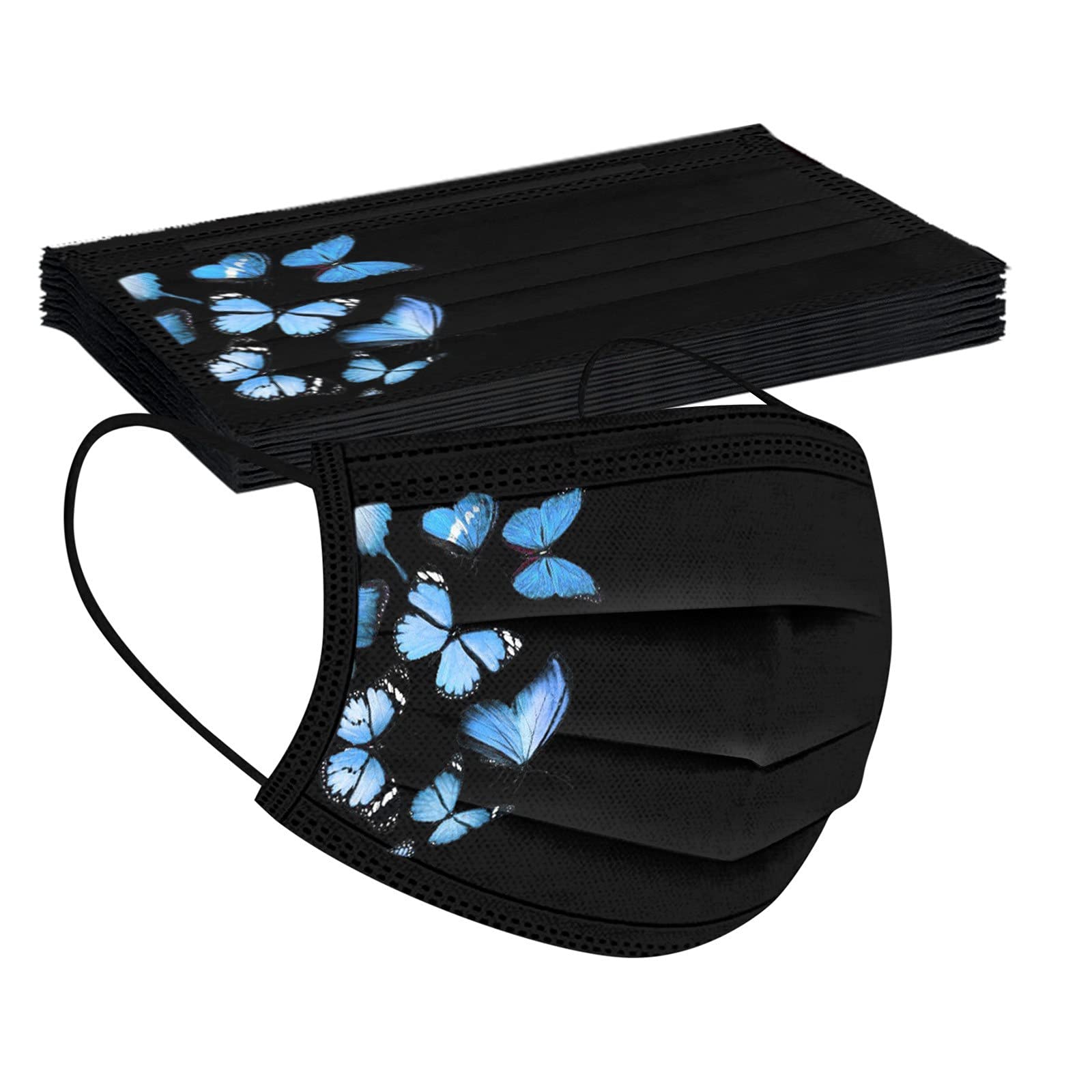 Colorful Disposable Face Masks 3-Ply Protection - Breathable Butterfly Printed Masks for Women, Men, Teens & Adults | Perfect for Daily Commute, Shopping & Public Safety