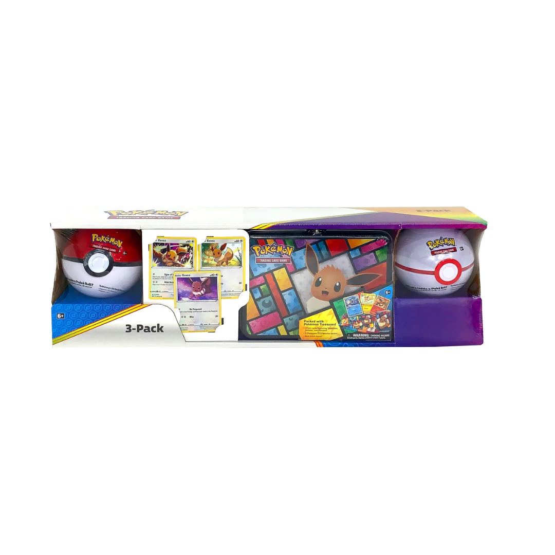Pokémon Collector's Chest with Pokeball, Premier Ball & 3 Eevee Promo Cards - Rare Trading Card Game Accessories for Collectors & Battles (Perfect for Gifts, Tournaments & Display Collections)