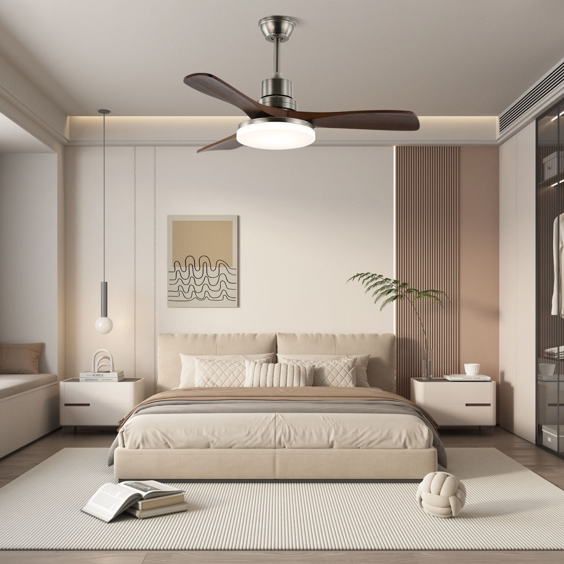 Breeze Master 48/52 Inch Wooden Ceiling Fan with Light Kit - Perfect for Living Room, Bedroom, and Outdoor Patio Cooling