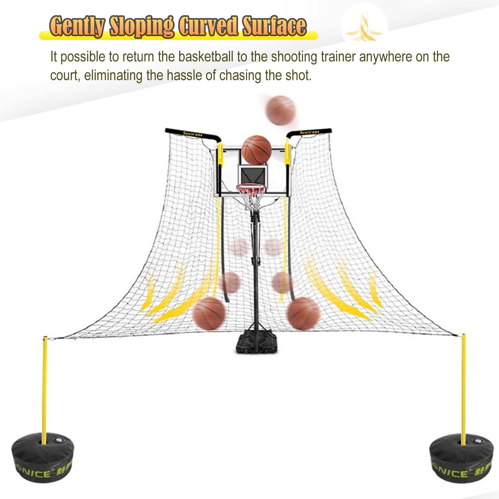 Best Basketball Rebounder Trainer - Heavy Duty Outdoor Basketball Shooting Return System for Hoop Practice | Perfect for Solo Drills, Backyard Training & Skill Development