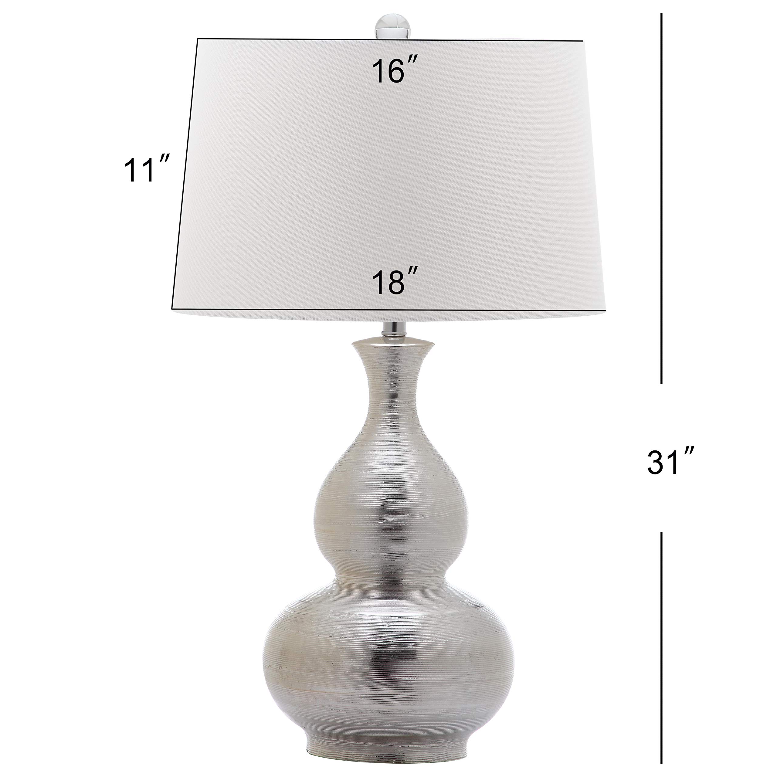SAFAVIEH Cahaba Modern Farmhouse Silver 31-inch LED Table Lamp - Bedroom, Living Room & Home Office Lighting (Bulb Included) | Perfect for Nightstands, Desks & Cozy Reading Nooks
