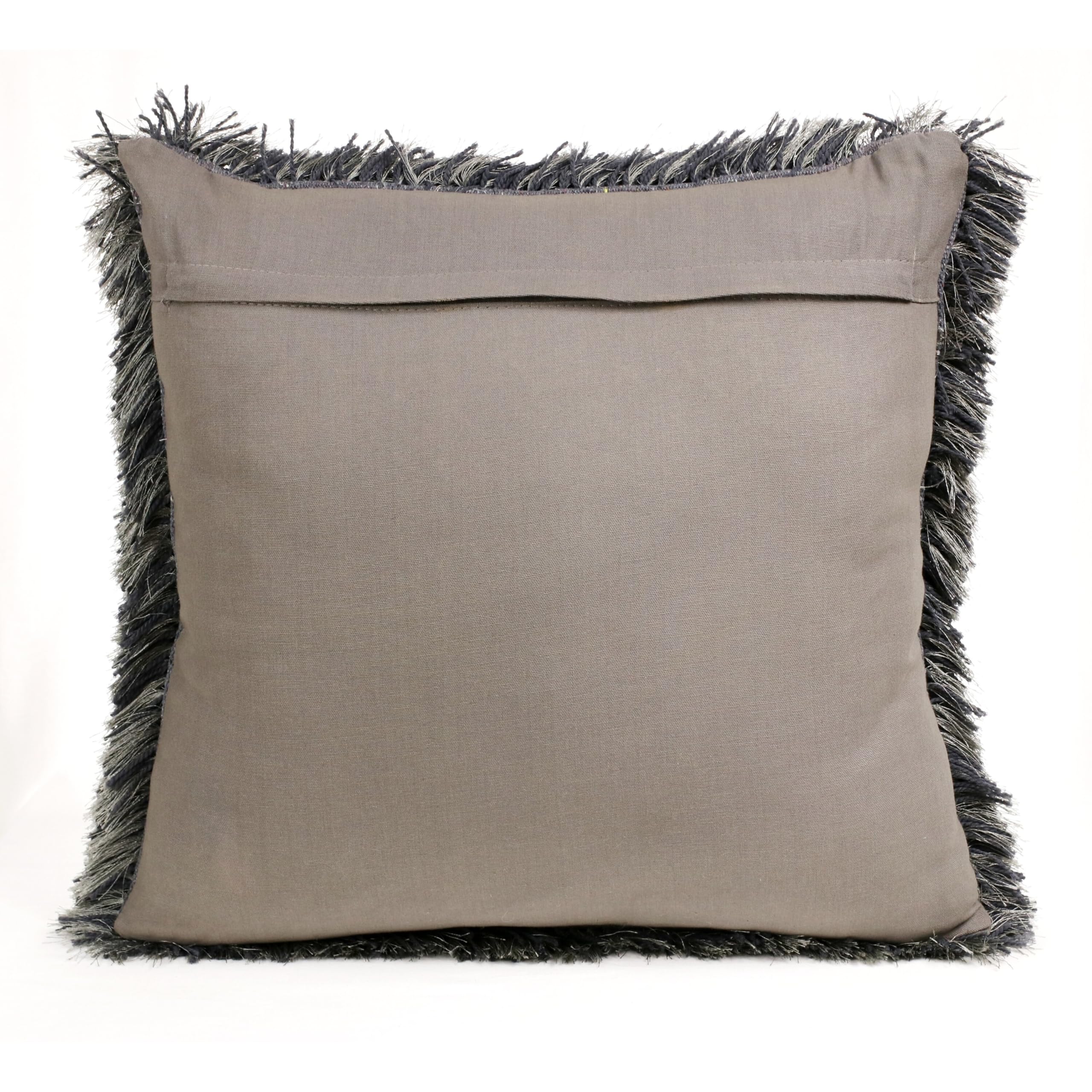 LR Home Dark Gray Shag Throw Pillow - Soft Fluffy Decorative Cushion for Sofa, Bed, Living Room & Home Decor