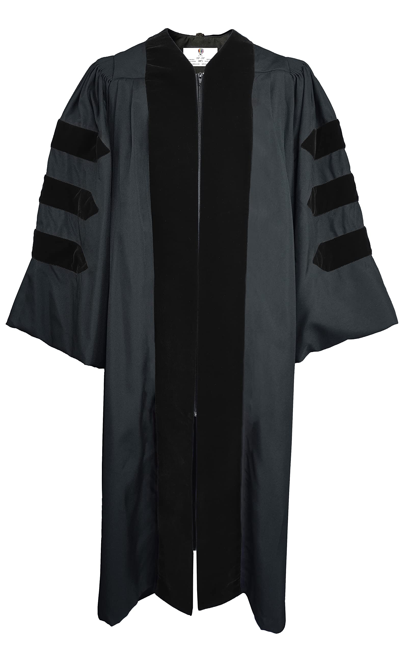 GraPlaza Unisex Deluxe Doctoral Graduation Gown with Velvet Trim - Perfect for PhD Ceremonies, Academic Events & Formal Occasions