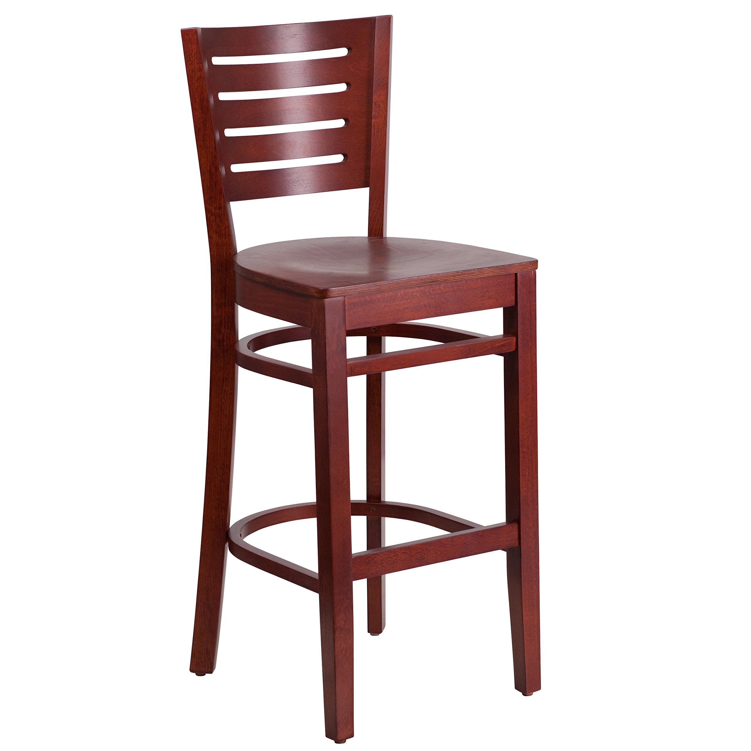 Flash Furniture Darby Series Slat Back Mahogany Wood Bar Stool - 24