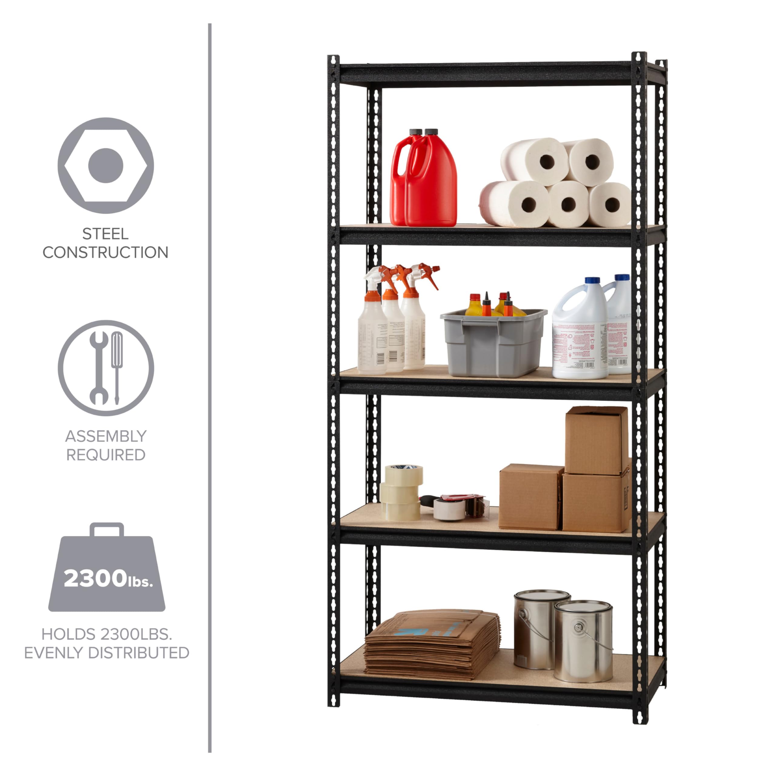 Heavy Duty Hirsh 2,300 Lb Capacity Iron Horse Shelving Unit - Industrial Strength Metal Storage Rack for Garage, Warehouse & Workshop Organization