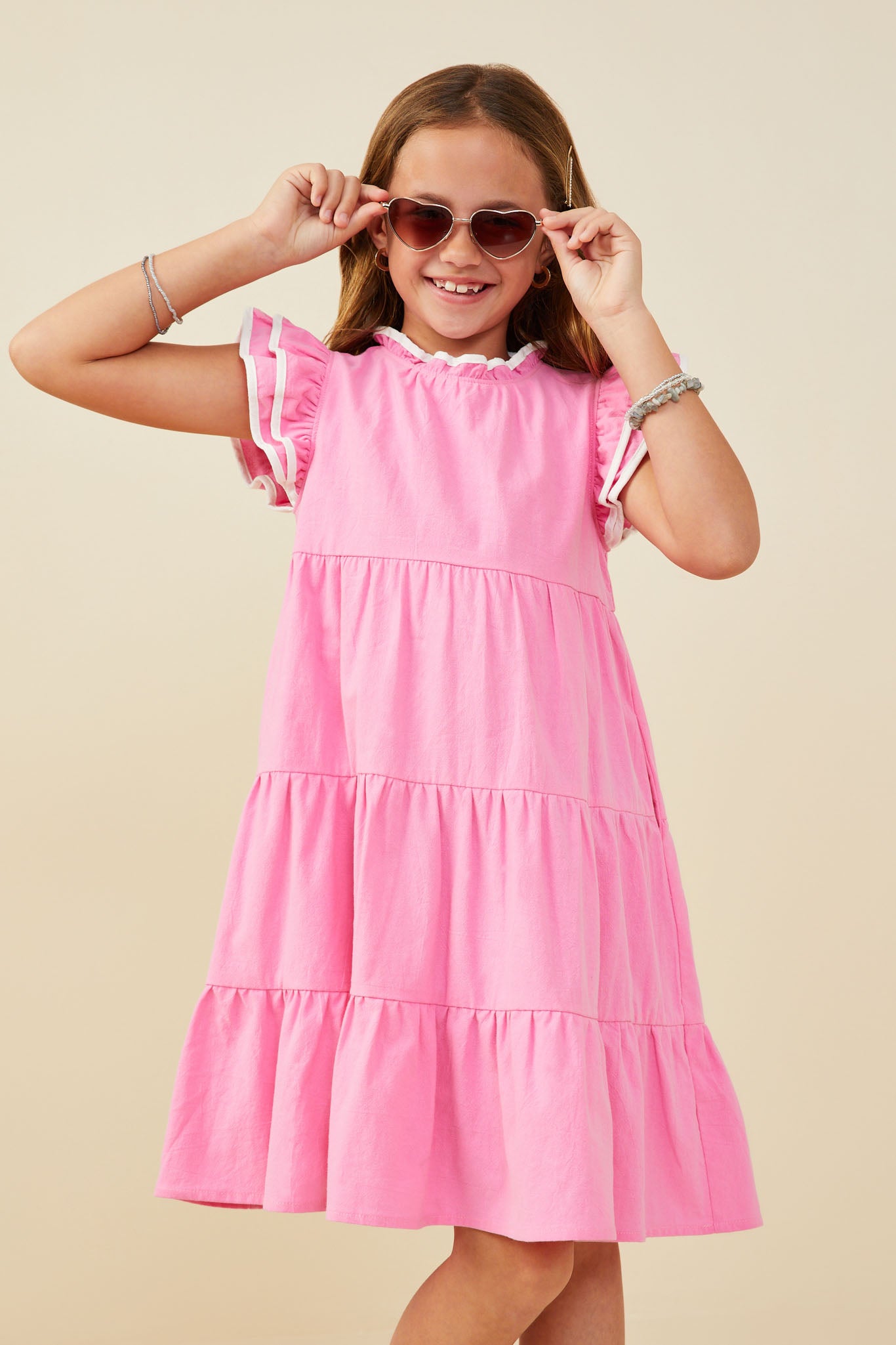 Elegant Contrast Piped Ruffle Detail Dress for Women - Perfect for Weddings, Parties & Special Occasions