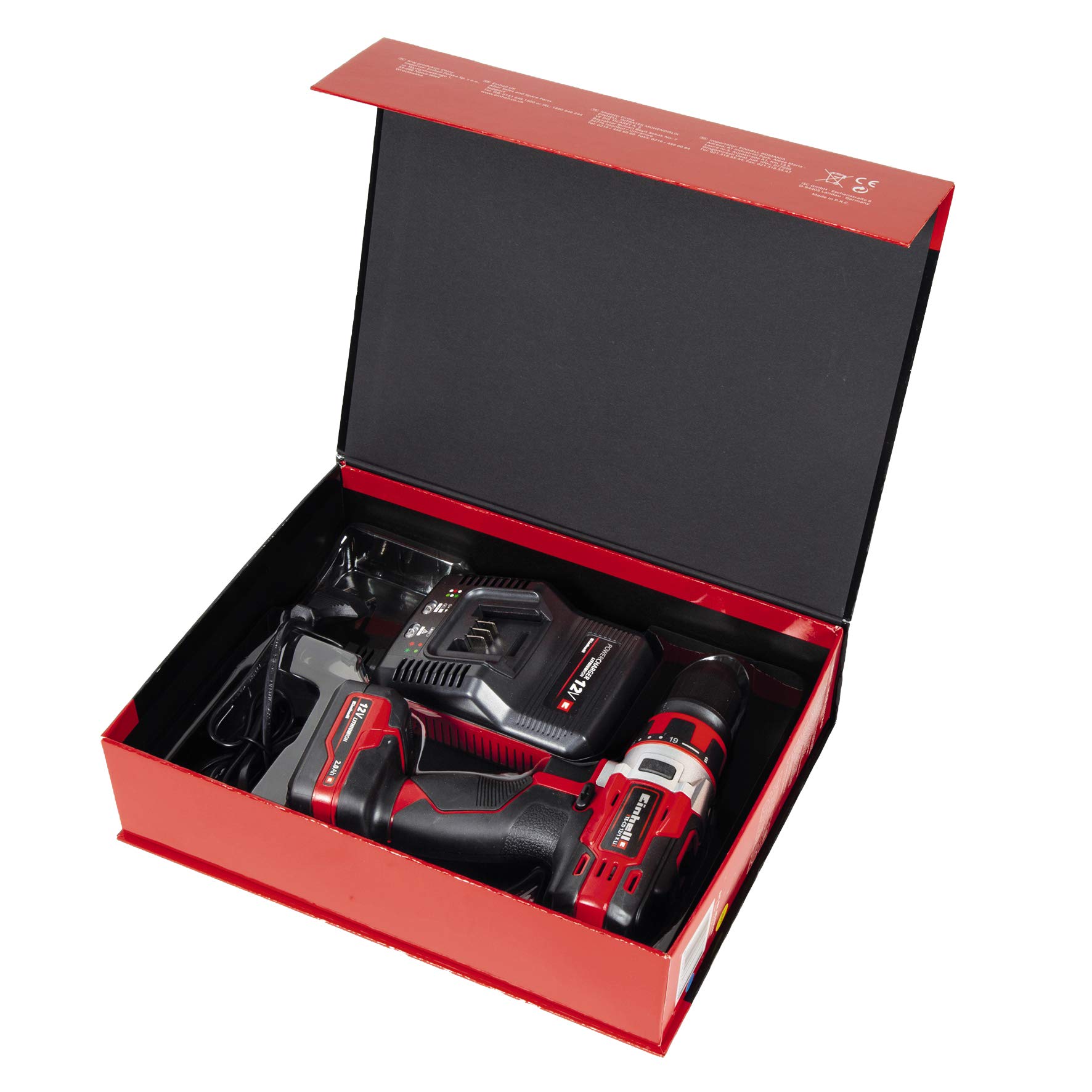 Einhell TE-CD 12/1 X-Li Cordless Drill - 12V Lithium-Ion Battery, 2-Speed Gearbox, LED Light & Soft Grip (Includes 2.0Ah Battery & 45-Min Charger) - Perfect for DIY Home Projects, Woodworking, and Light Construction Tasks