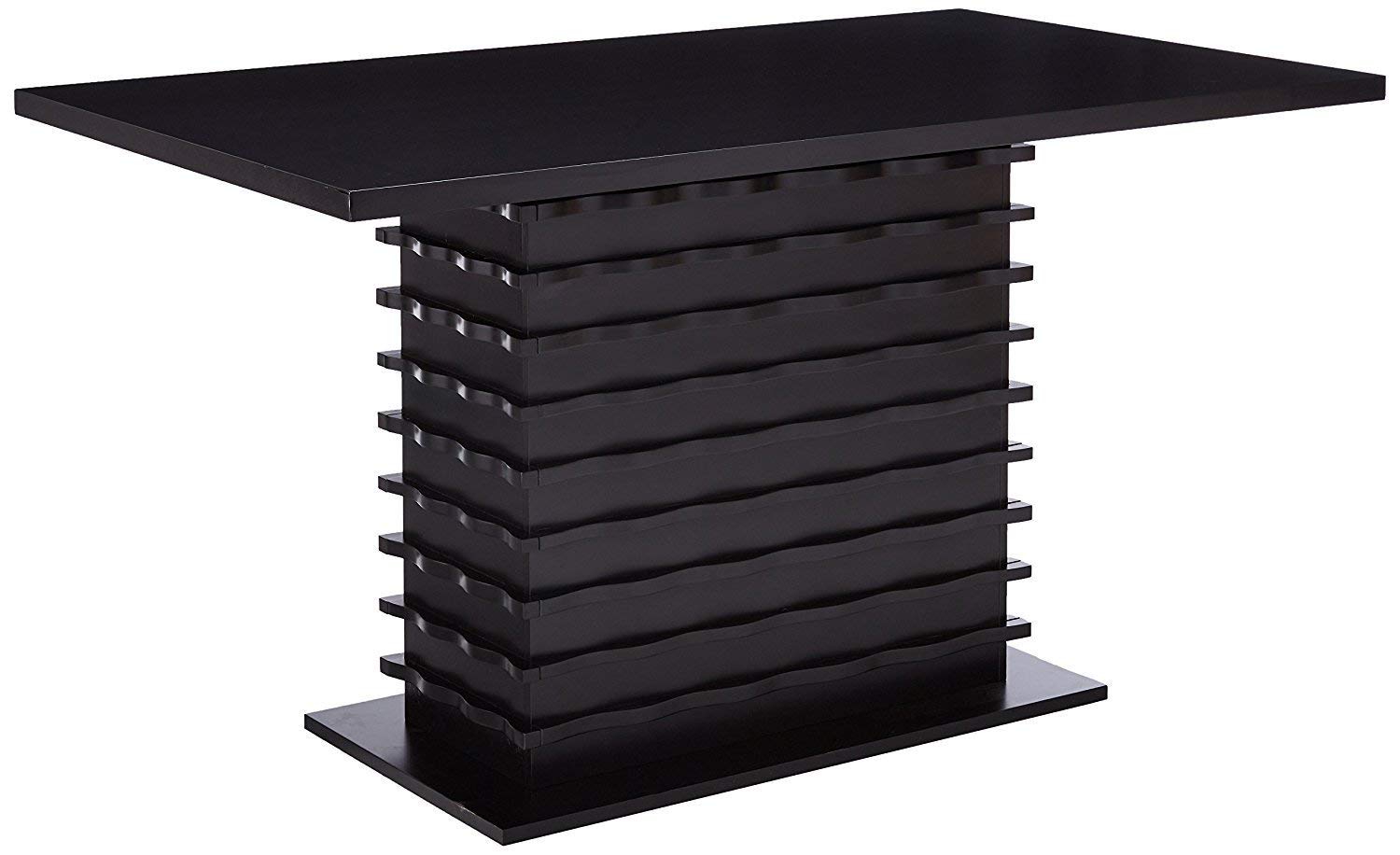 King's Brand Black Finish Wood Wave Design Dining Room Kitchen Table - Modern & Stylish for Family Meals, Dinner Parties & Home Decor