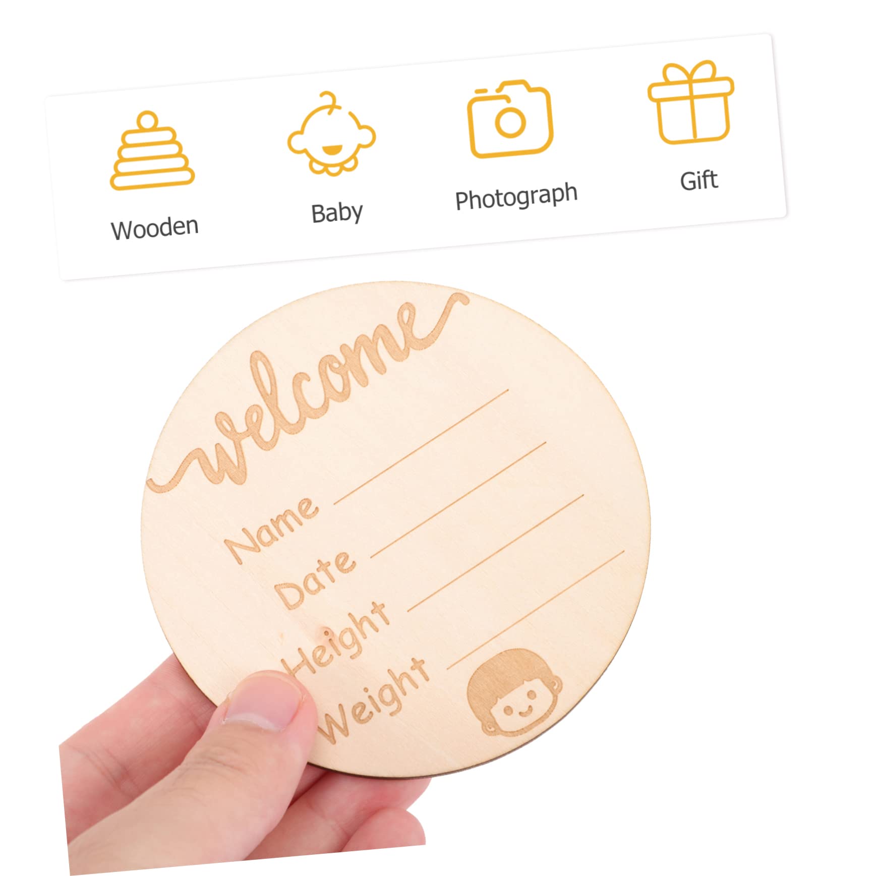 iFundom 20-Piece Wooden Name Sign Cards - Baby Birth Announcement & Milestone Discs for Showers, Gender Reveals, and Nursery Decor - Perfect for Newborn Photography and First Birthday Celebrations