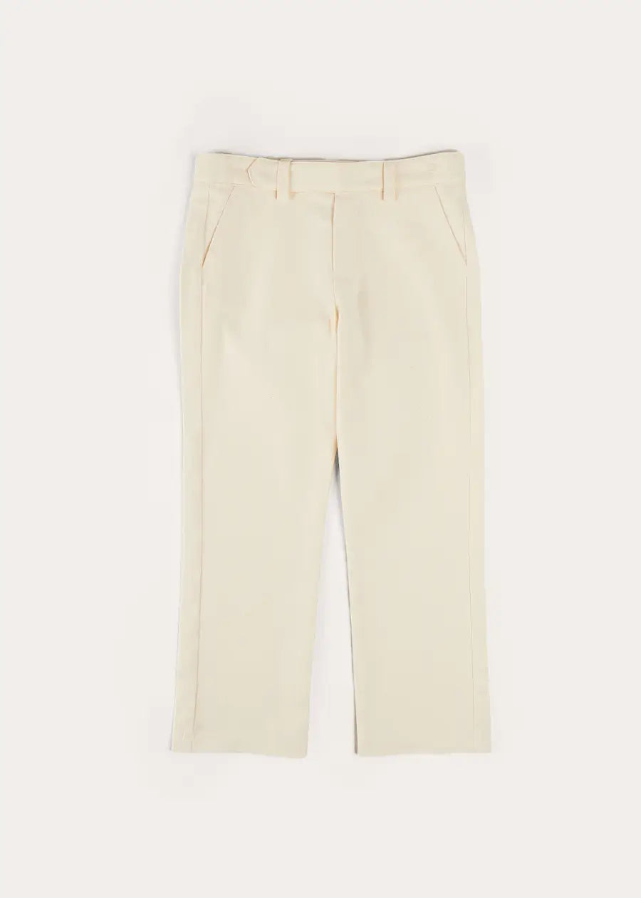 White Plain Pocket Detail Trousers for Kids (4-10 Years) - Comfortable Casual Pants for School, Play & Everyday Wear