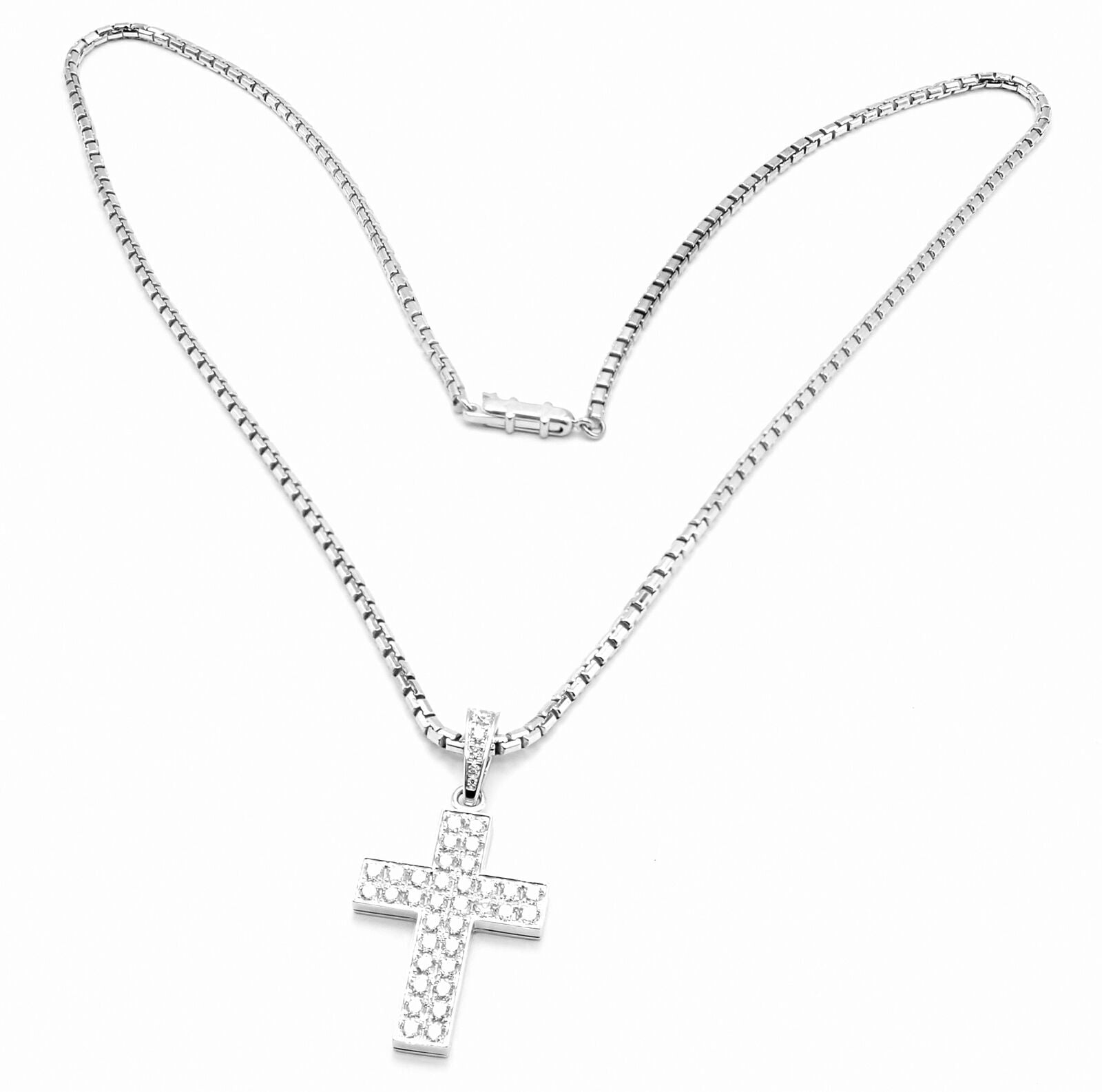 Authentic Cartier Cross 18K White Gold Diamond Pendant Necklace for Women - Luxury Jewelry Gift for Anniversary, Valentine's Day & Special Occasions
