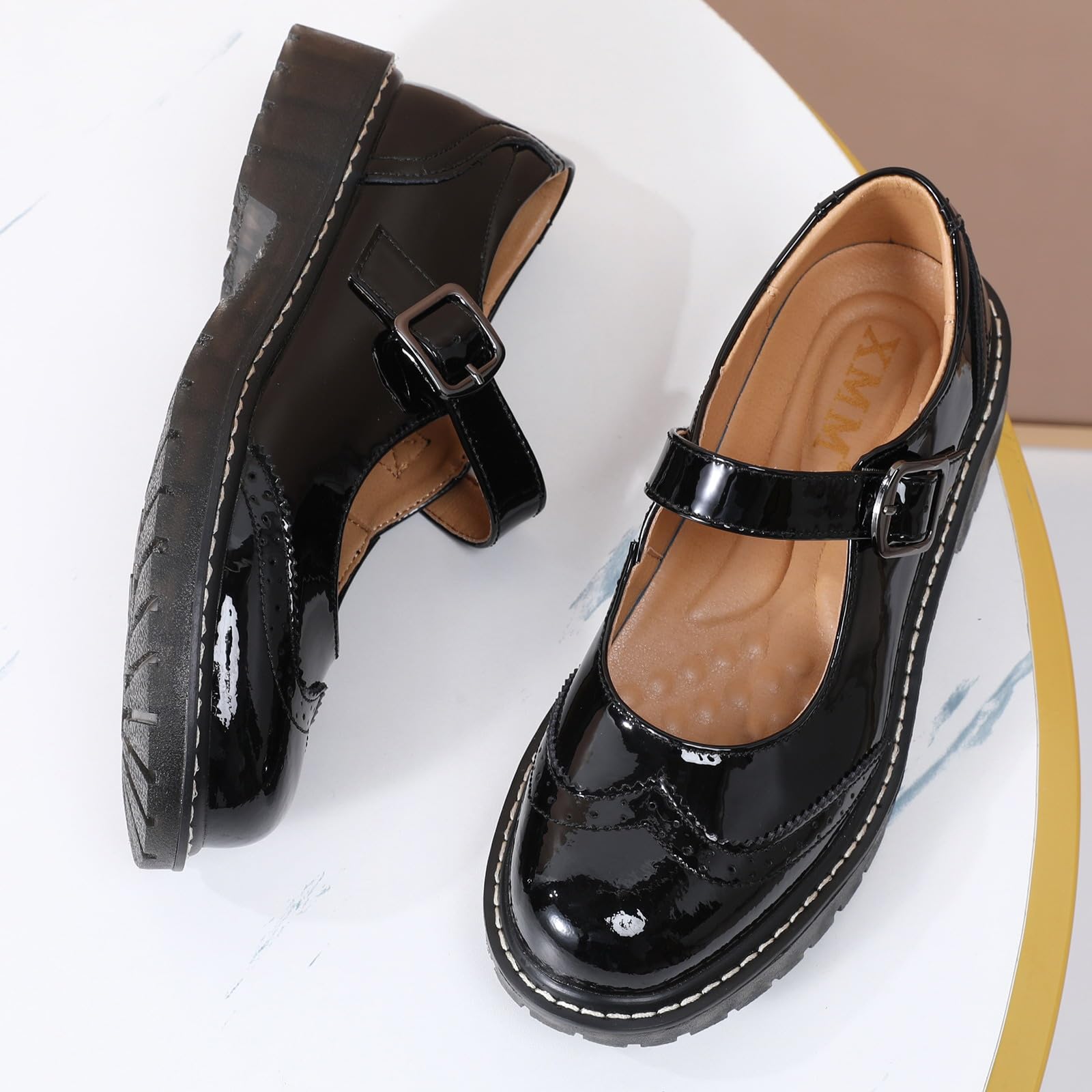 Women's Mary Jane Shoes - Comfortable Leather Flats with Round Toe & Non-Slip Sole | Oxford Style Dressy Casual Shoes for Work, School & Everyday Wear | Perfect for Office, Classroom & Social Occasions