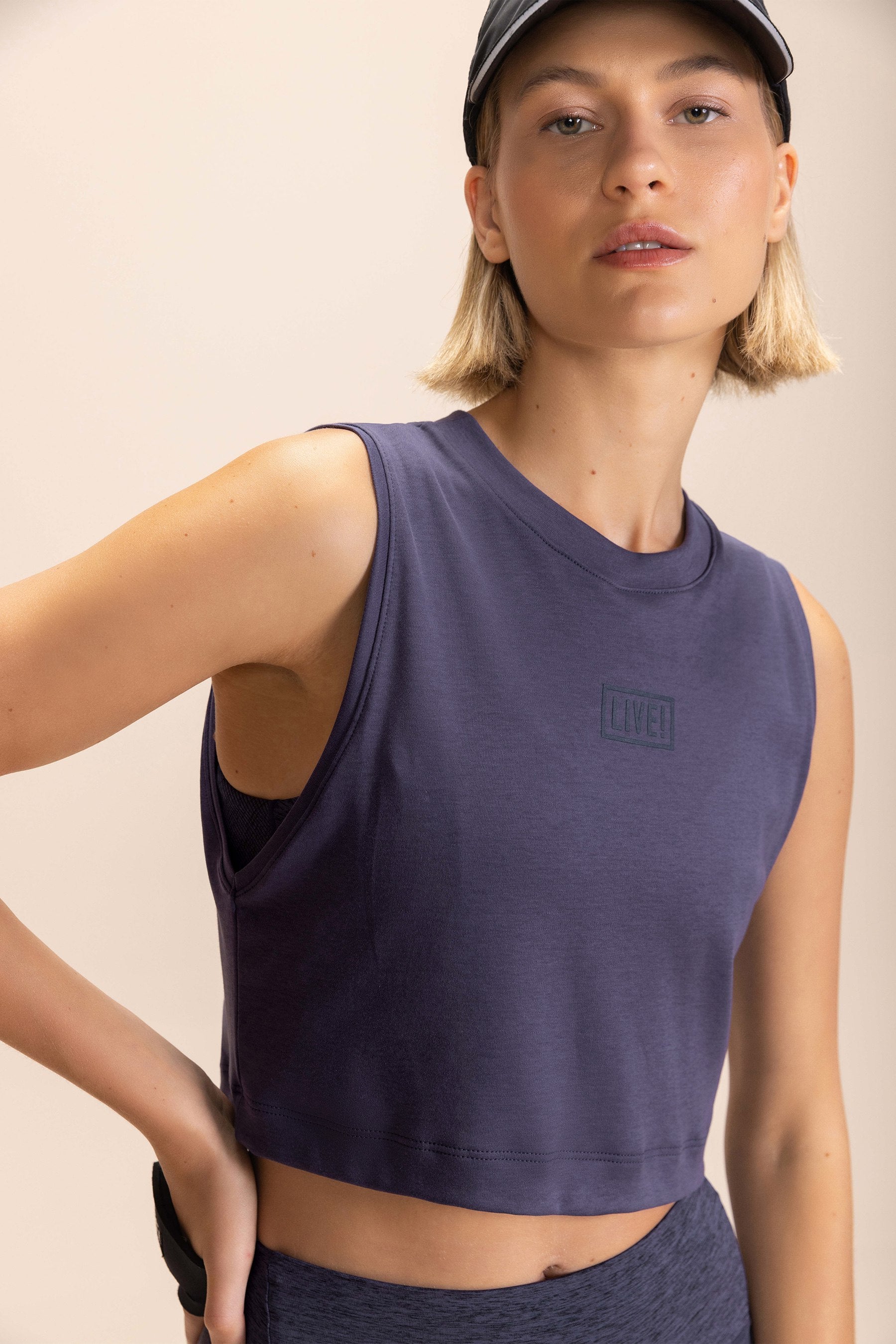 Live! Turn Crop Tank Top - Women's Fashion Casual Sleeveless Shirt for Summer, Gym, and Beach Wear