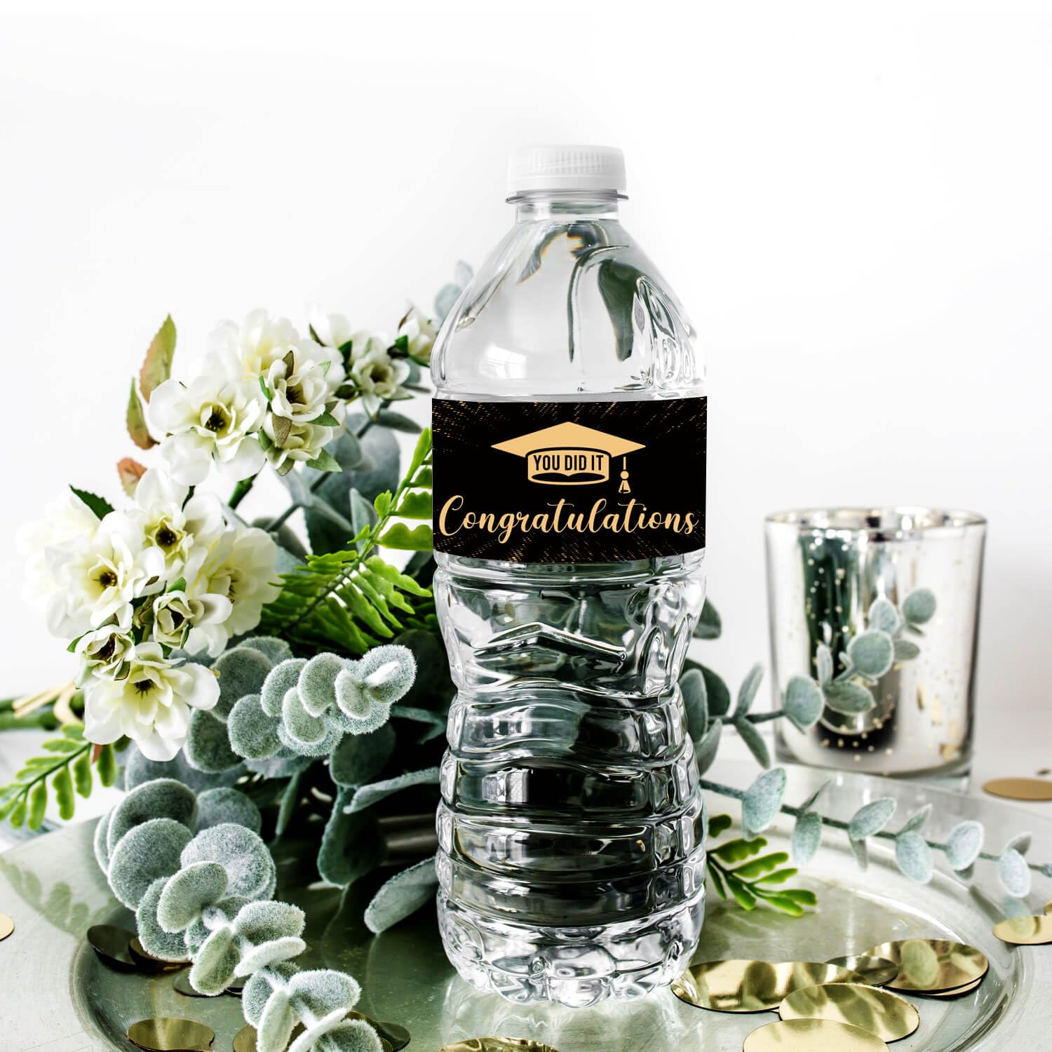 24 Graduation Water Bottle Labels - Congrats Grad Stickers for College Graduation Party Supplies - Perfect for Graduation Celebrations, School Events & DIY Party Decorations
