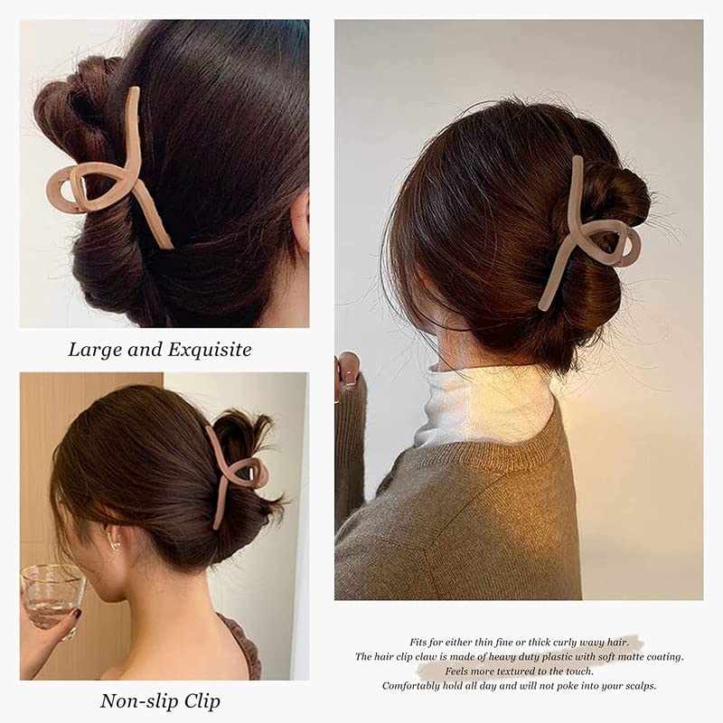 Staila No-Slip Matte Large Hair Claw Clips - 4 Pack Strong Hold Butterfly Clamps for Thick Hair | Women's Hair Accessories for Work, Gym & Everyday Styling