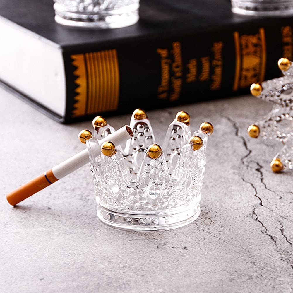 Elegant Crown Glass Candle Holders (Set of 2) - Wedding Centerpiece, Party Decor, Home Decoration - Perfect for Table Settings, Romantic Dinners & Jewelry Storage